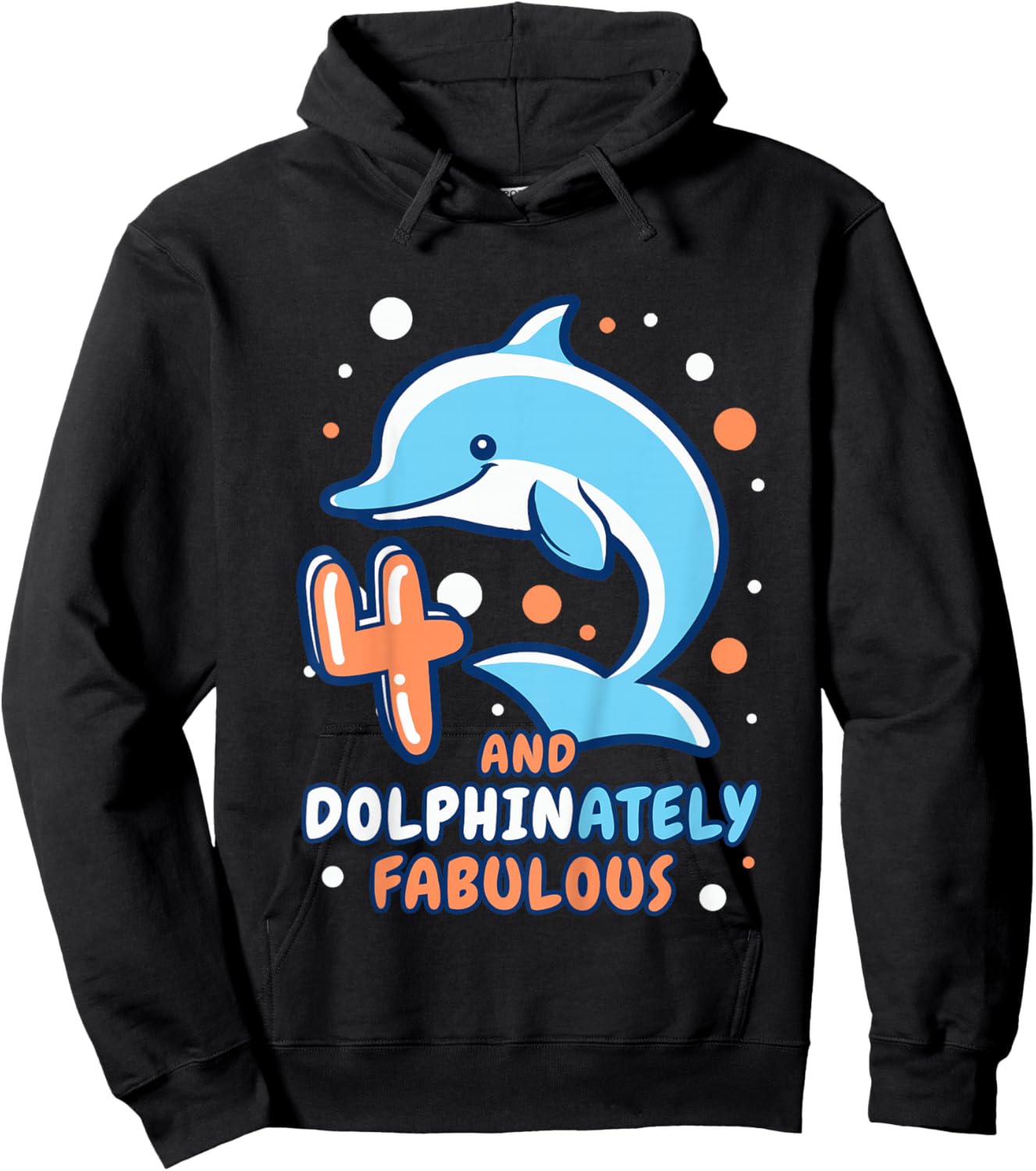 Dolphin 4th Birthday Outfit Dolphin Birthday Party Age 4 Hoodie - Hoodie | Black