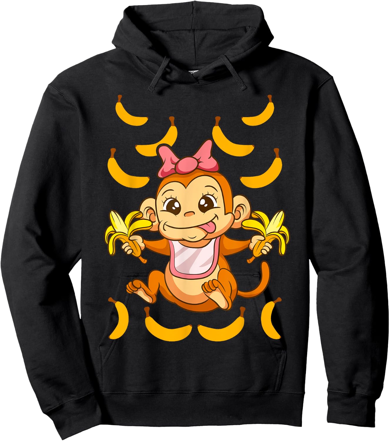 Baby Monkey Monkeys Zoo Animals Bananas Cute Kids Hoodie - Hoodie | Black