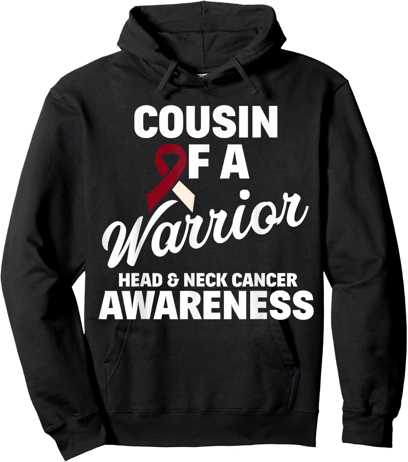 Oral Head & Neck Cancer Awareness Cousin Of A Warrior Hoodie - Hoodie | Black