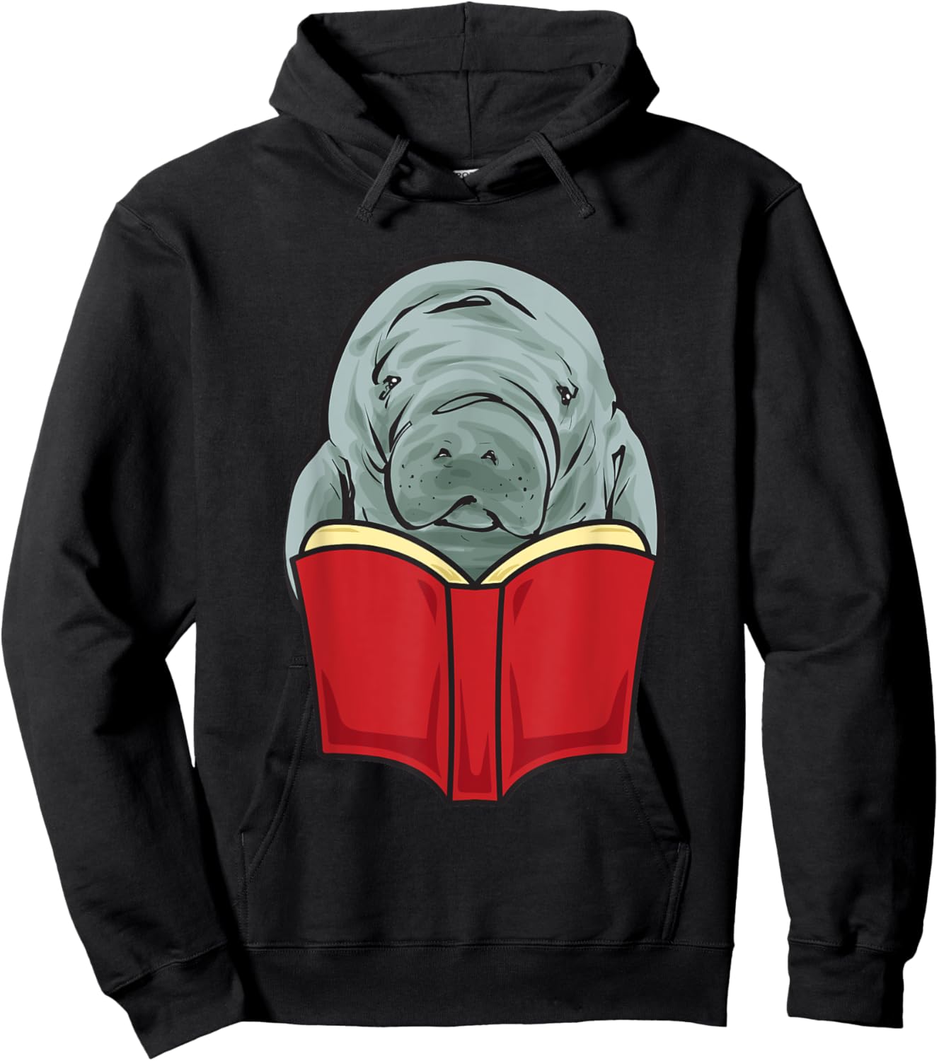 Manatee Reading Books Sea Animal Manatee Hoodie - Hoodie | Black