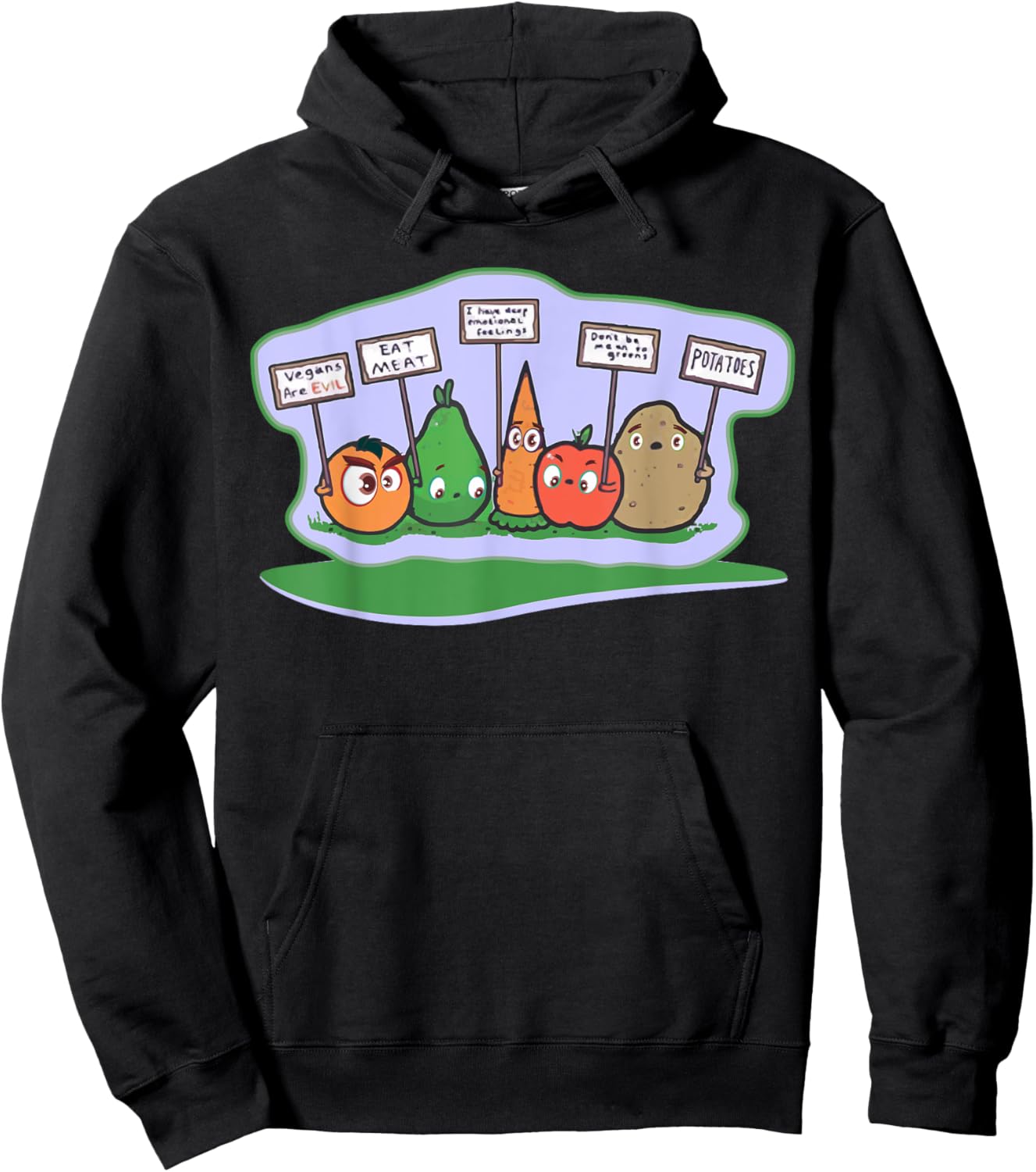 Anti Vegan Shirt Funny Fruit Vegetable Protest Meat Lover Hoodie - Hoodie | Black