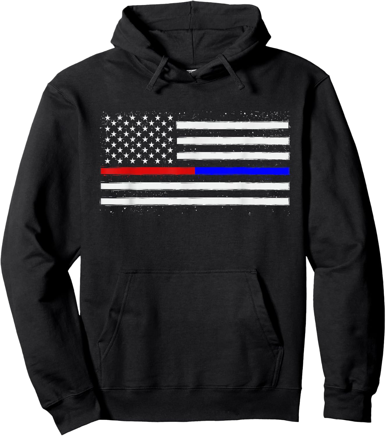 USA Flag Thin Red Line Fire Fighter Hoodie - Hoodie | Black