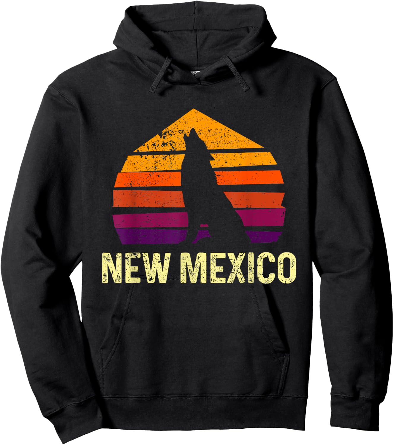 Vintage New Mexico, NM Retro Wolf Outdoor Hoodie - Hoodie | Black
