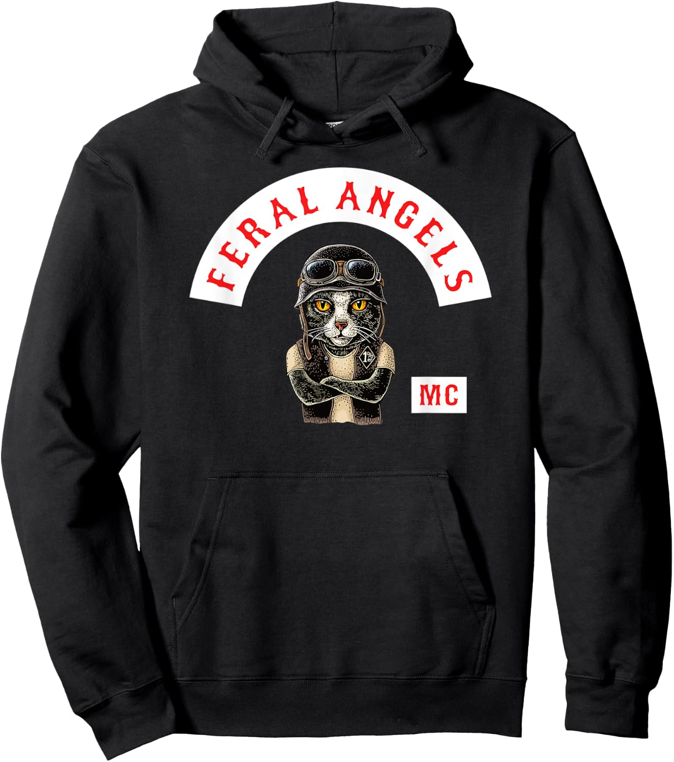 Feral Angels Biker Cat Motorcycle Club Hoodie - Hoodie | Black