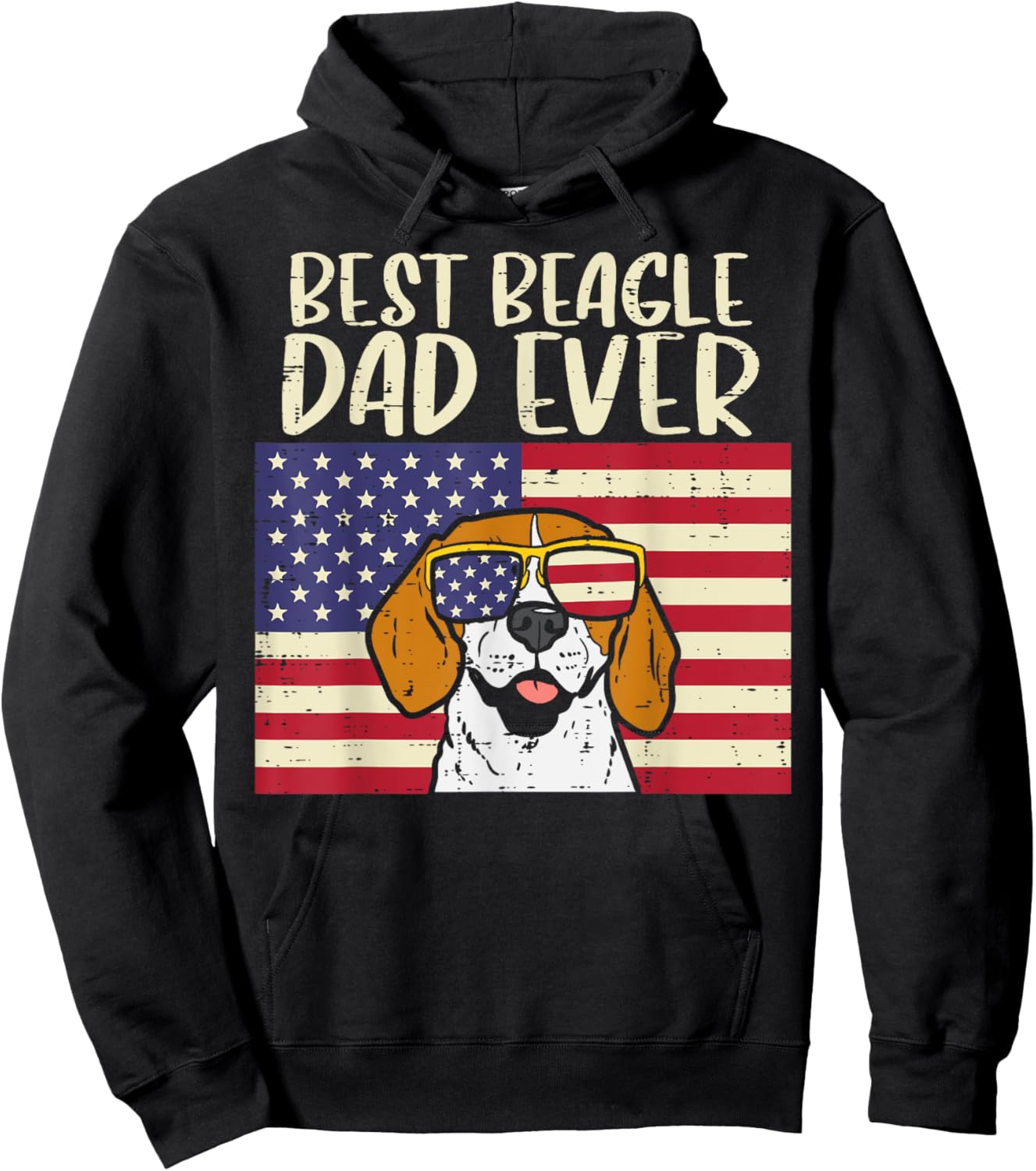 Best Beagle Dad Ever Flag Patriotic Dog Lover Owner Men Gift Hoodie - Hoodie | Black