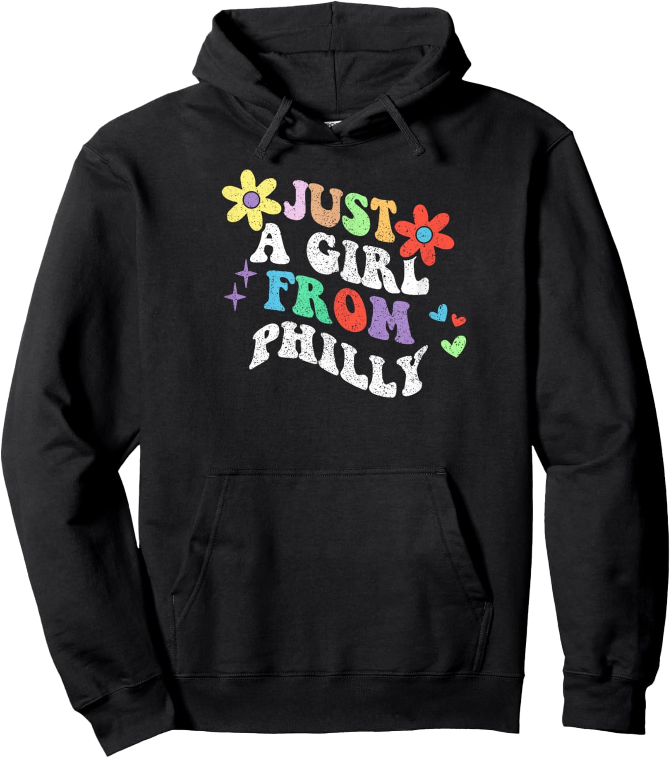 Retro Groovy Just A Girl From Philly Funny Mother's Day 2023 Hoodie - Hoodie | Black