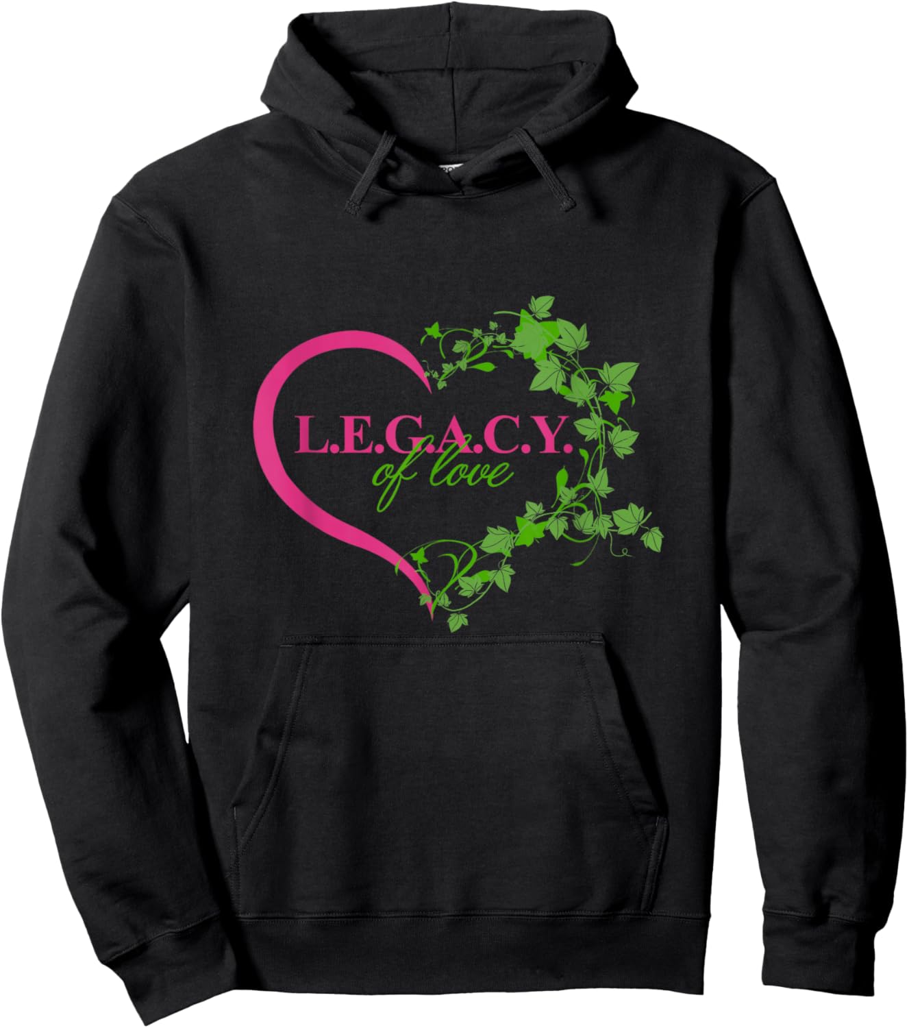 Legacy of Love Black Sorority Excellence Pink & Green Ivy Hoodie - Hoodie | Black