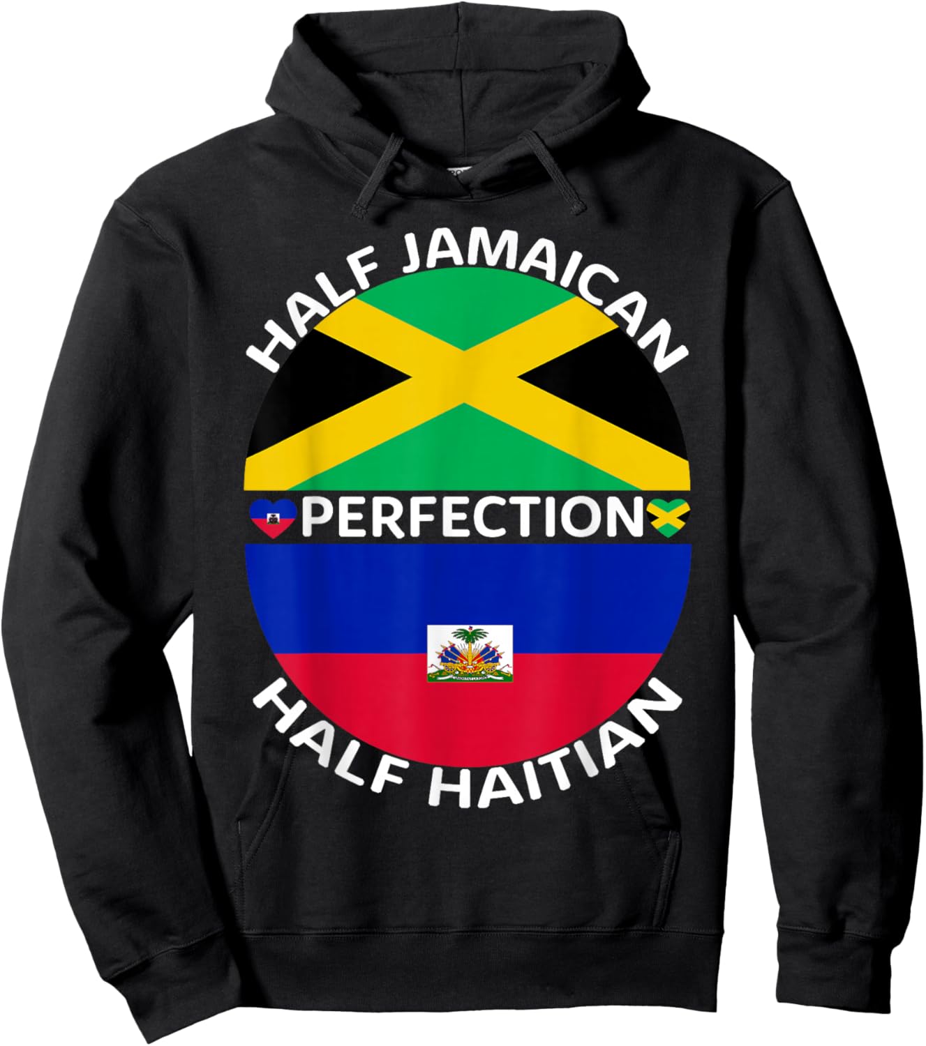 Half Jamaican Half Haitian Jamaica Haiti Root Flag Men Women Hoodie - Hoodie | Black