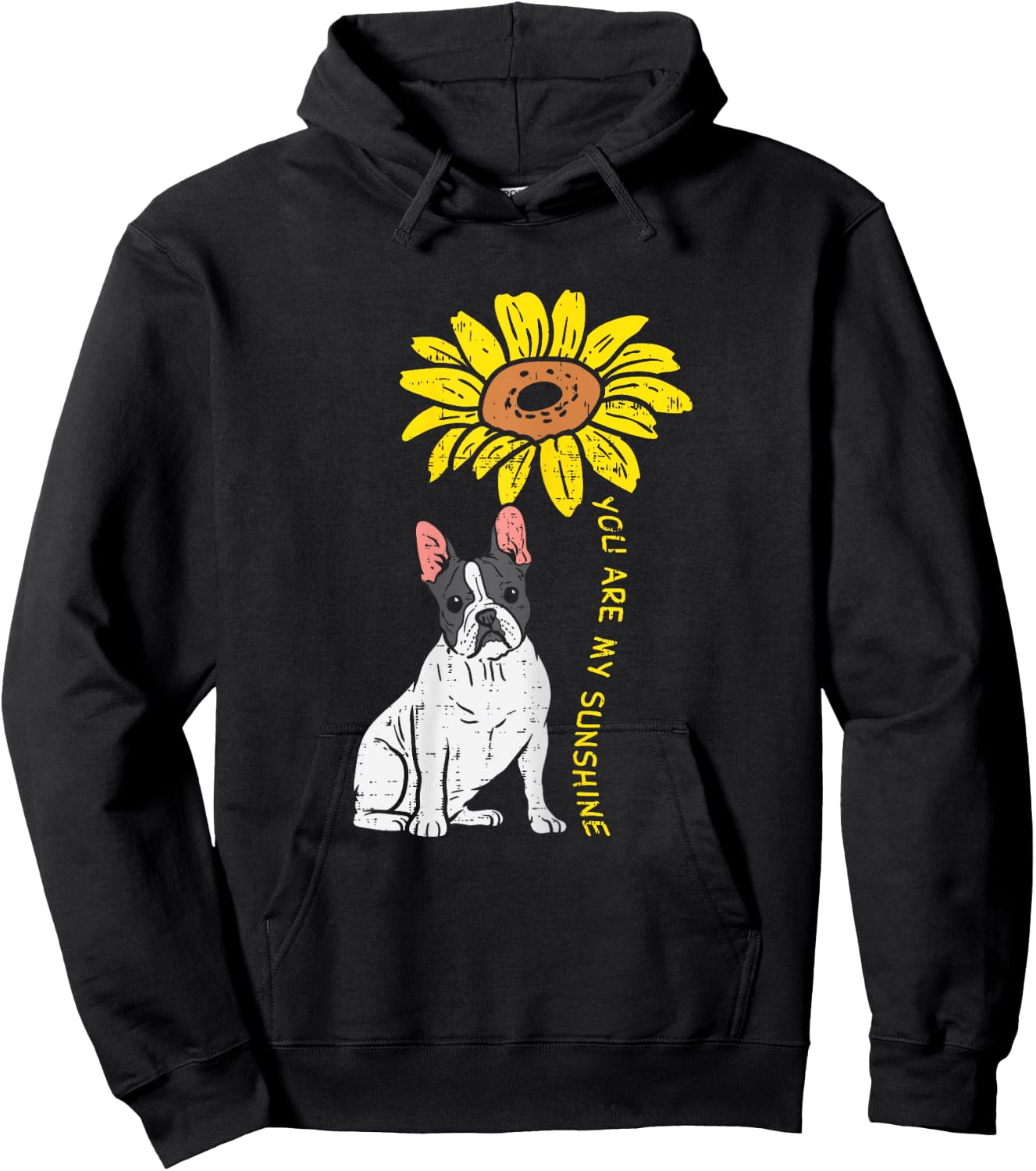 French Bulldog Sunflower Sunshine Frenchie Dog Women Gift Hoodie - Hoodie | Black