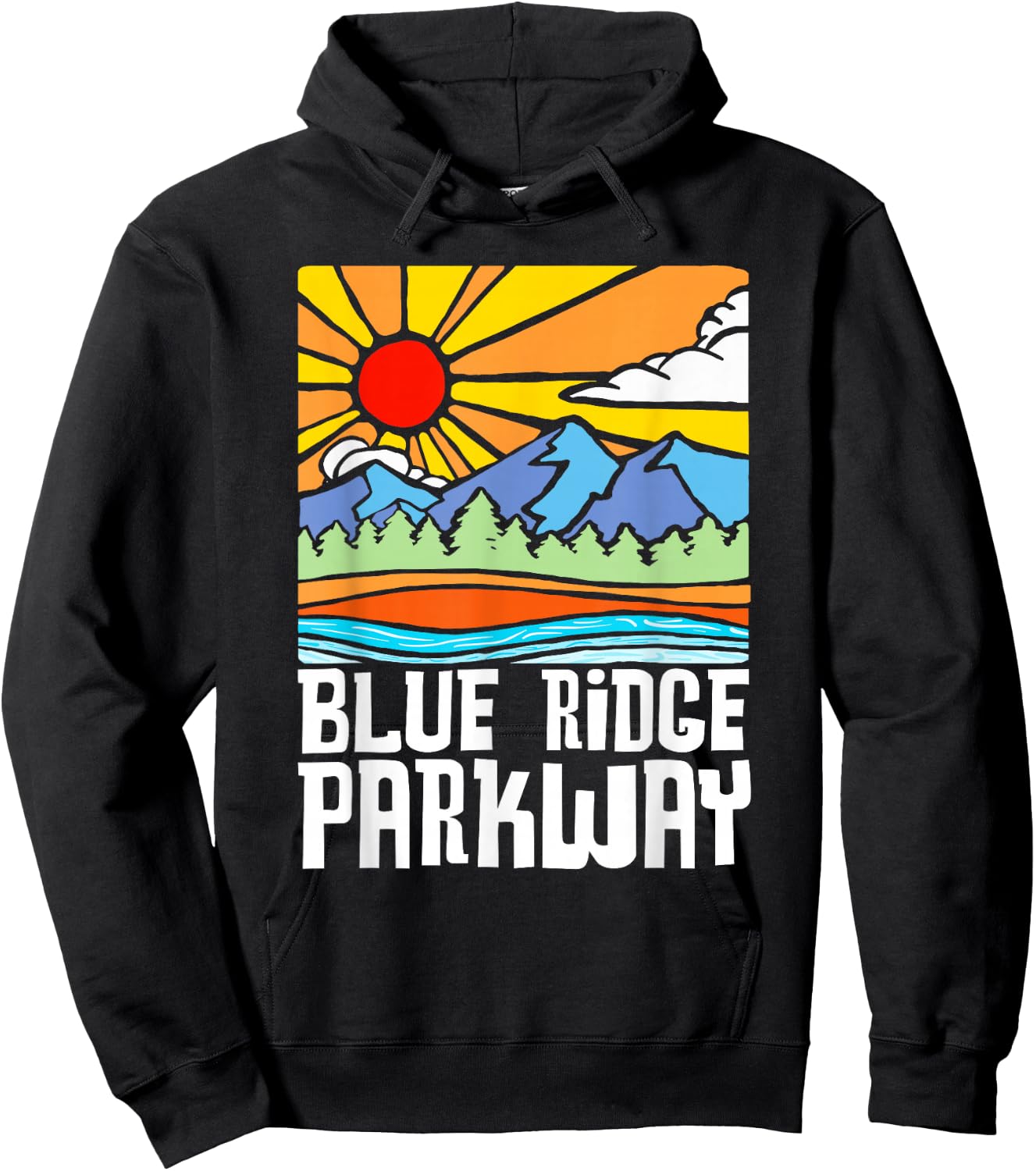 Blue Ridge Parkway Artistic Nature & Mountains Vintage Hoodie - Hoodie | Black