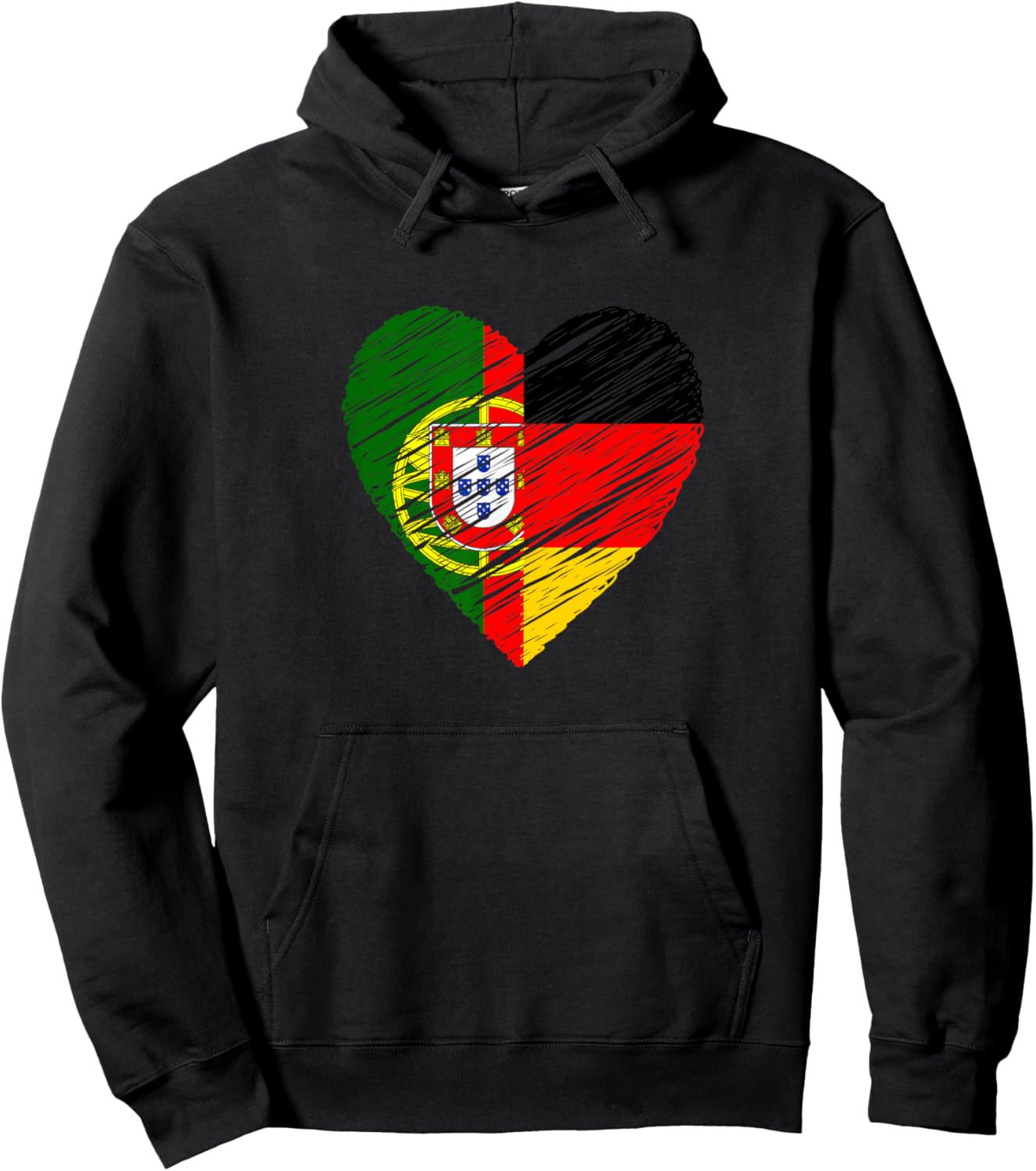 Portugal Deutschland Herz Deutschland Flagge Portugiesische Flagge Herz Hoodie - Hoodie | Black