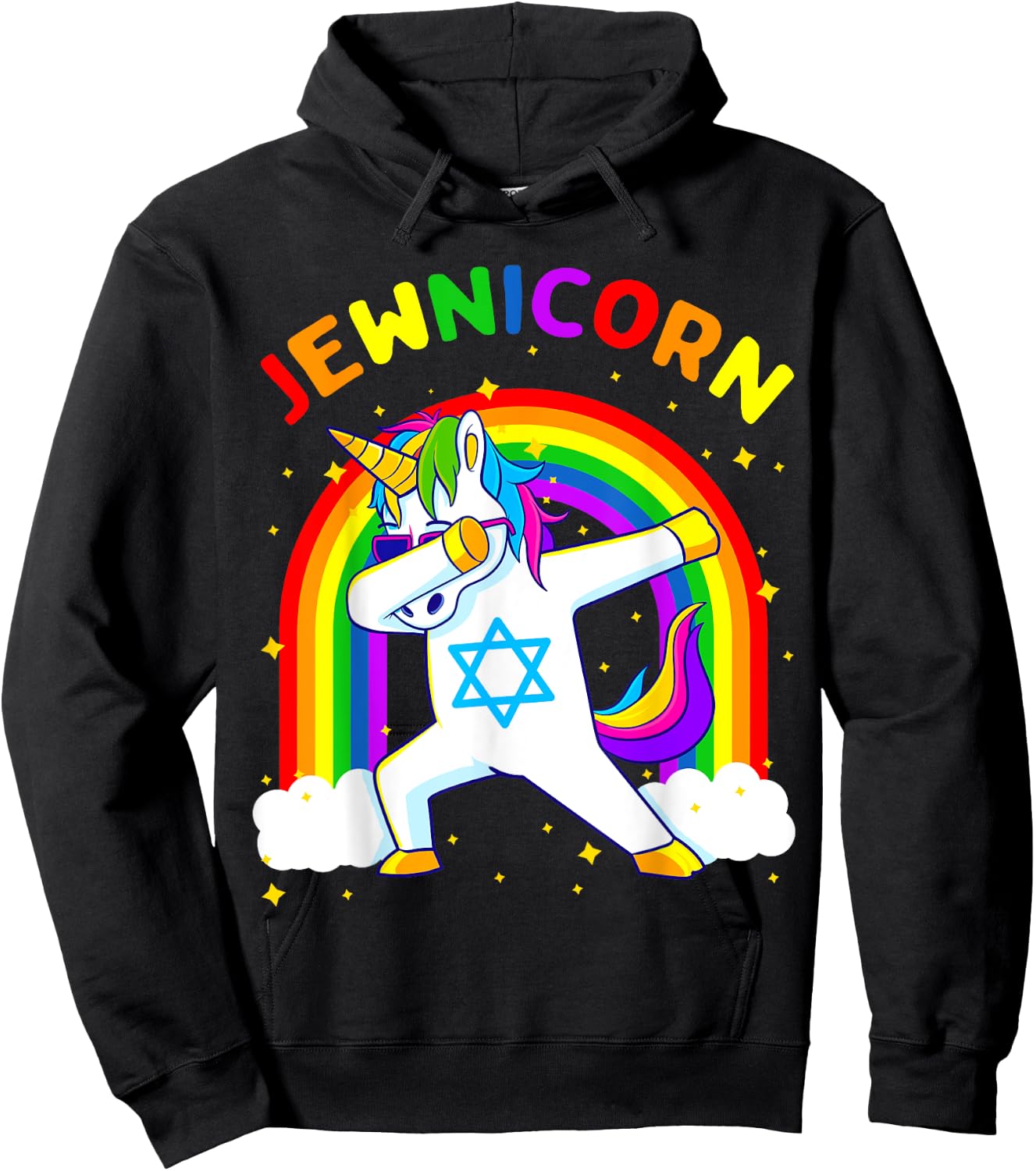 Jewnicorn Hanukkah Dabbing Unicorn Chanukah Women Girls Gift Hoodie - Hoodie | Black