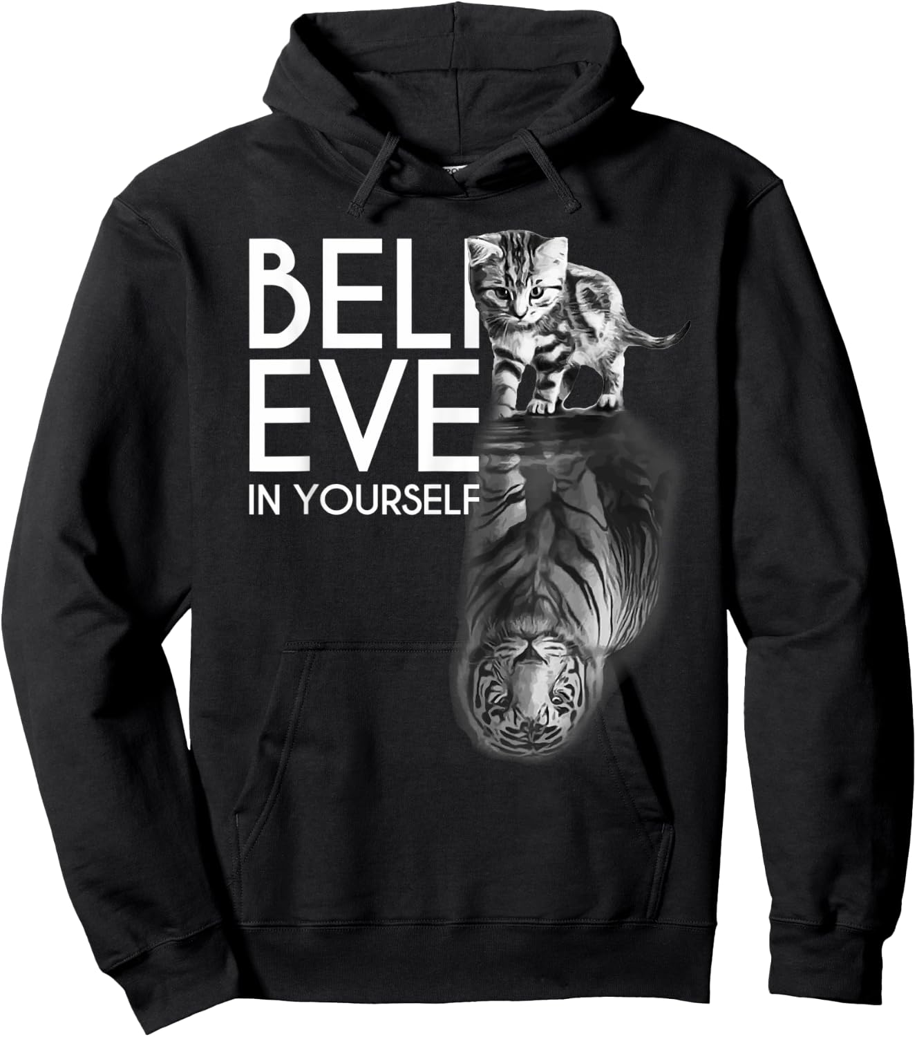 Believe In Yourself Cat Tiger Cute Motivation Hoodie - Hoodie | Black