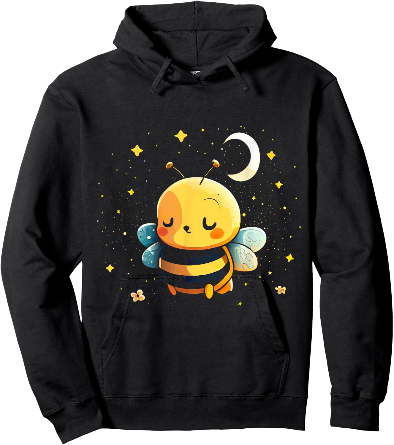 Peaceful Bumblebee Under Moon And Stars Hoodie - Hoodie | Black