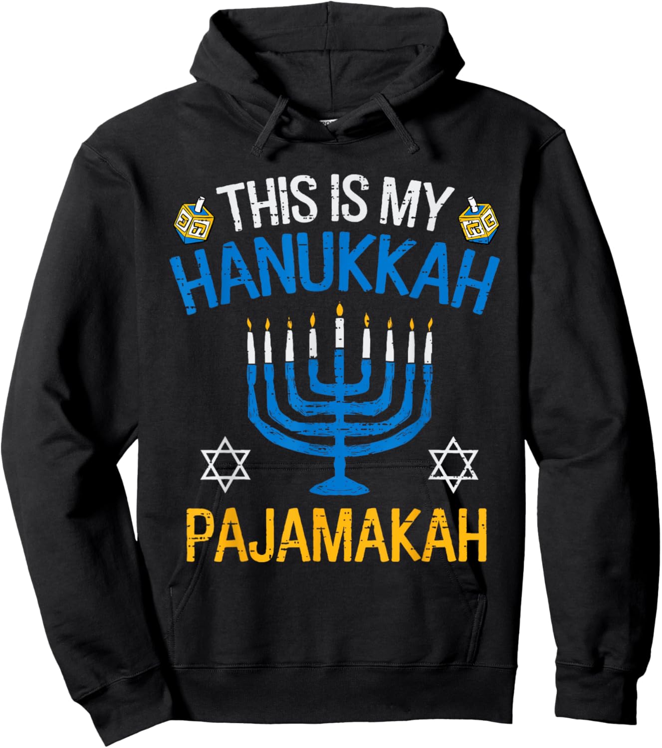 Vintage This is My Hanukkah Pajamakah Pajama Chanukah Jewish Hoodie - Hoodie | Black