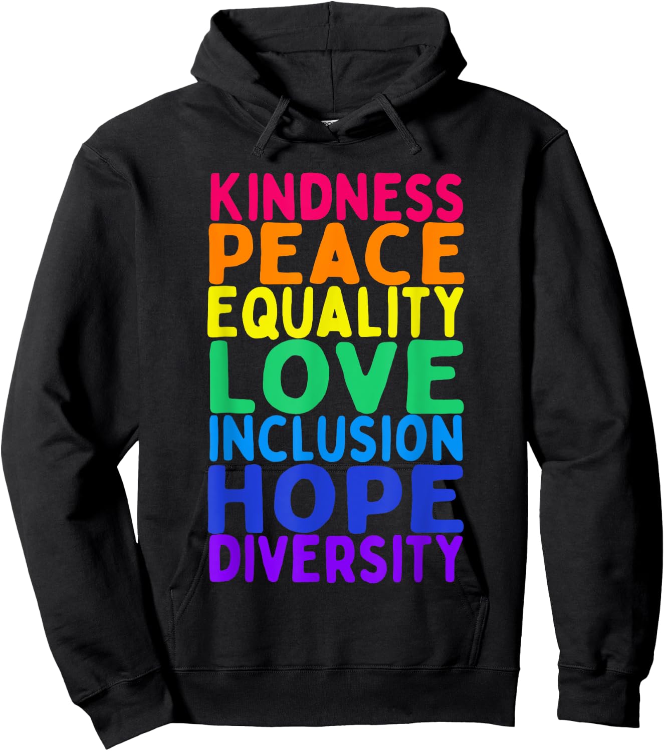 Kindness Peace Equality Inclusion Diversity Human Rights Hoodie - Hoodie | Black
