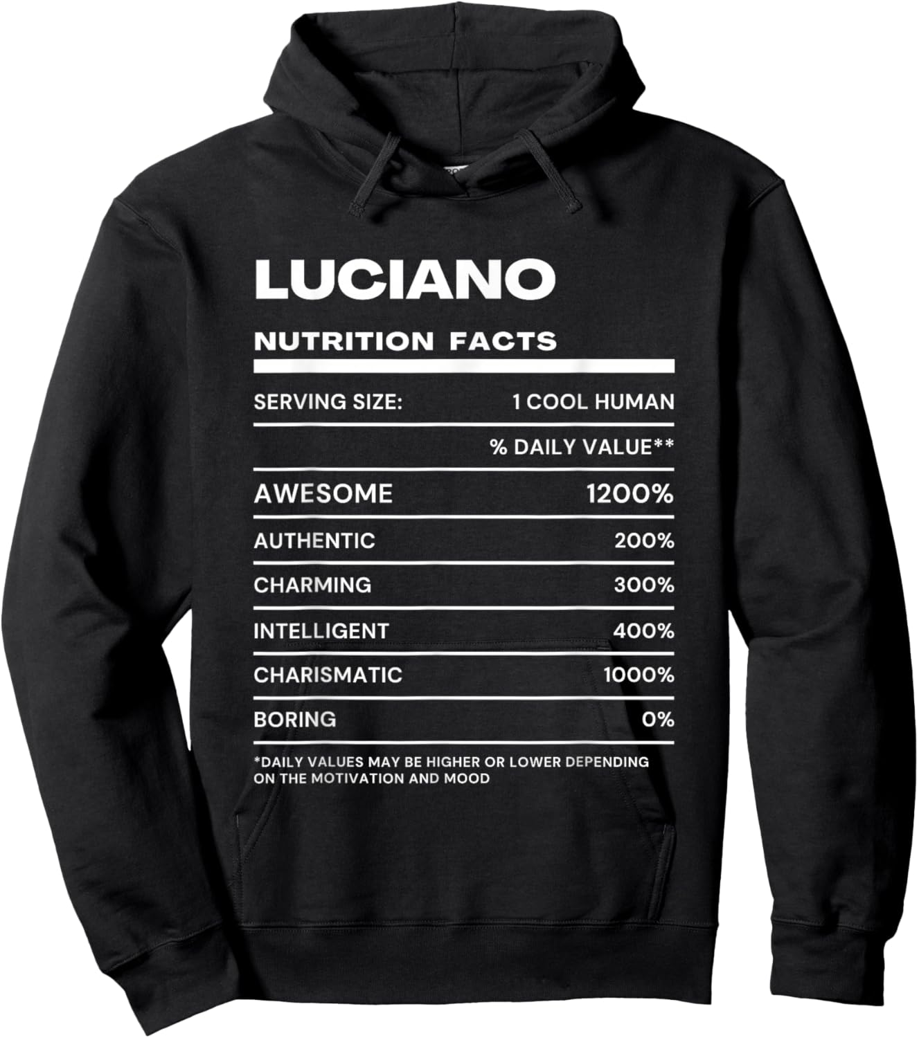 Luciano Nutrition Facts Name Hoodie - Hoodie | Black