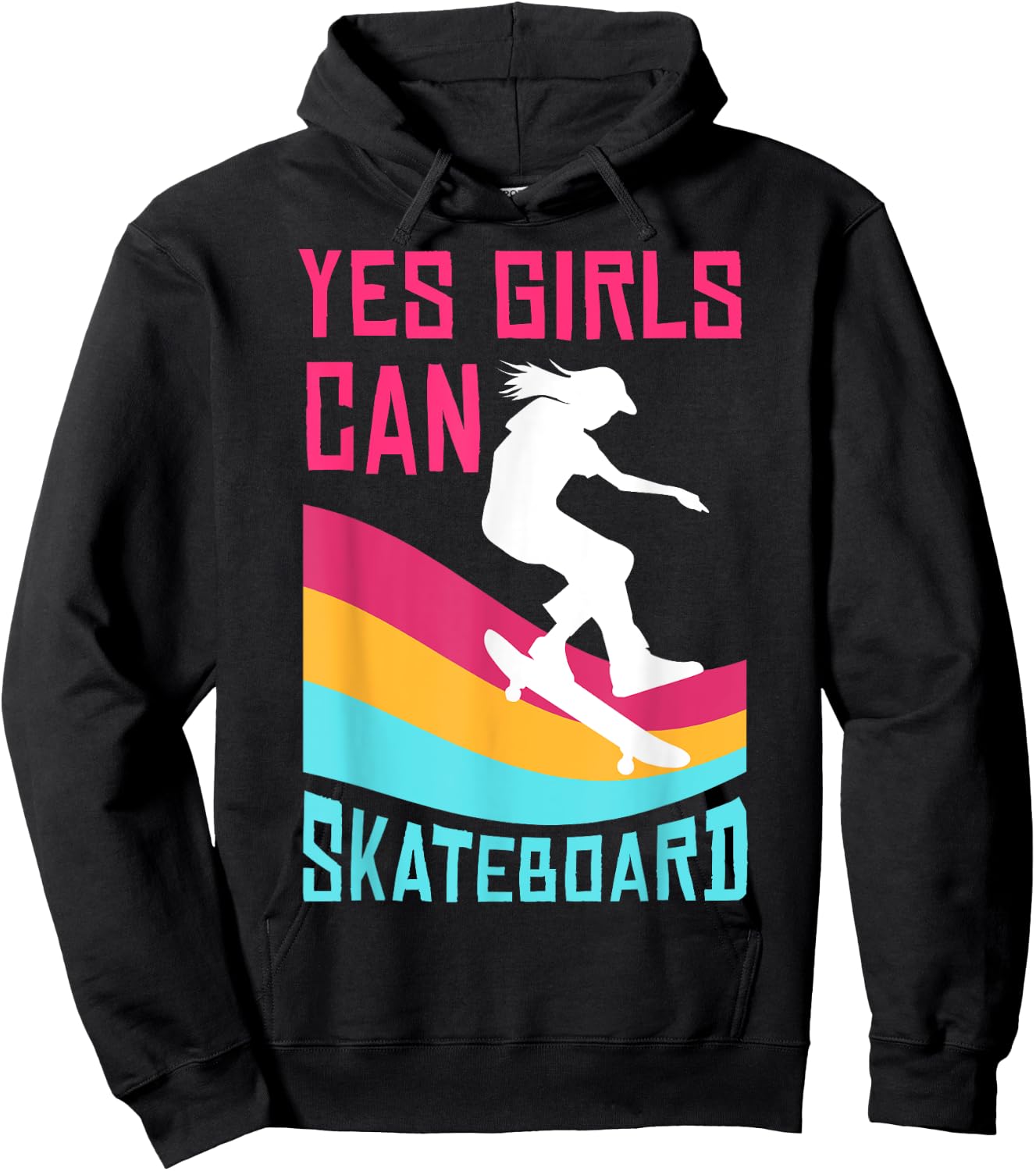 Funny Skateboard Gift Girls Kids Skateboarding Lovers Hoodie - Hoodie | Black