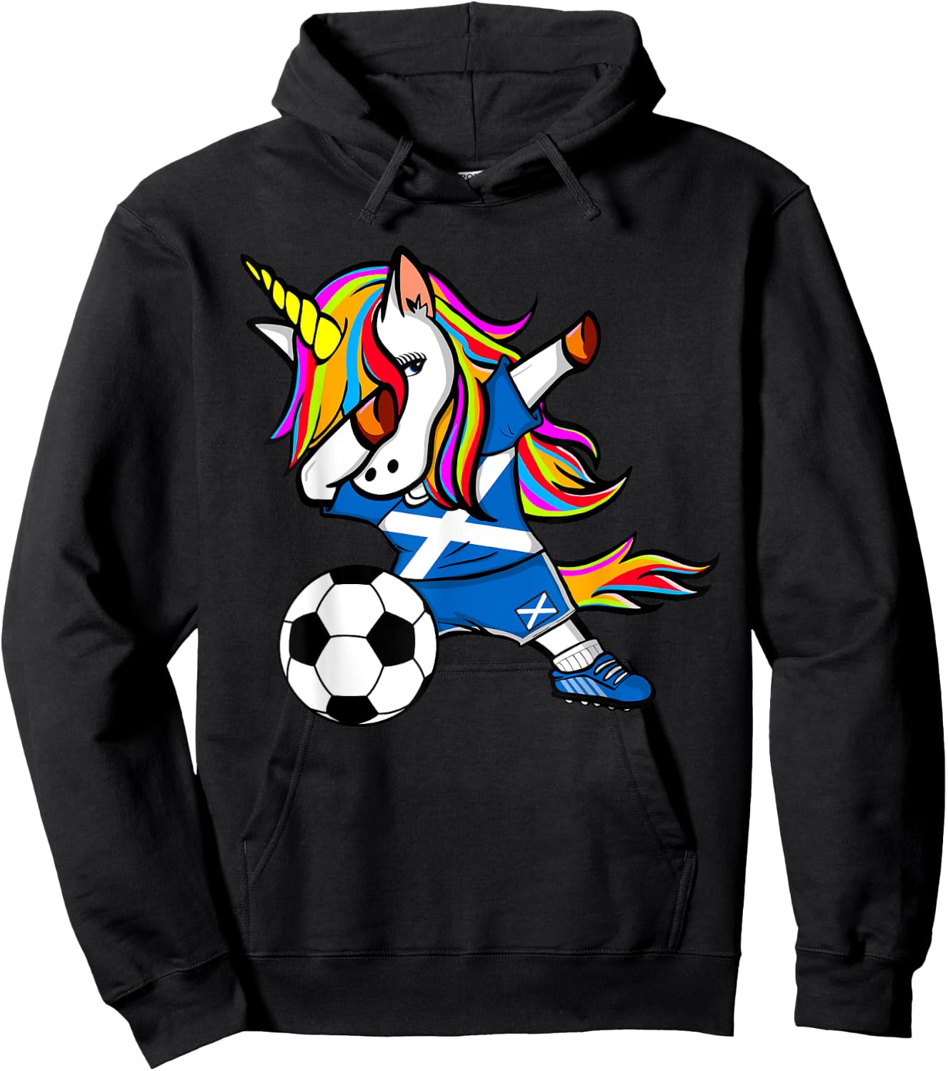 Dabbing Unicorn Scotland Soccer Fan Jersey Scottish Football Hoodie - Hoodie | Black