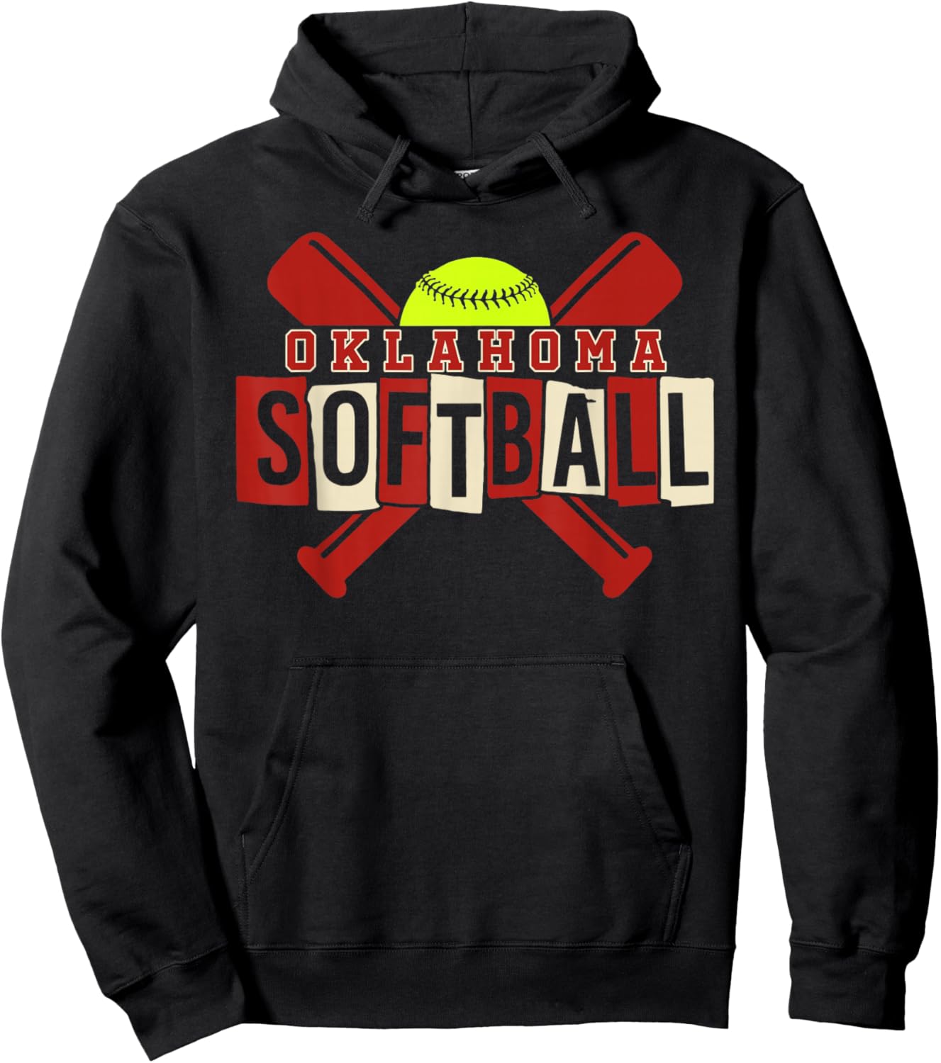 Oklahoma Softball Vintage Kids Team Retro Softball Fan Hoodie - Hoodie | Black