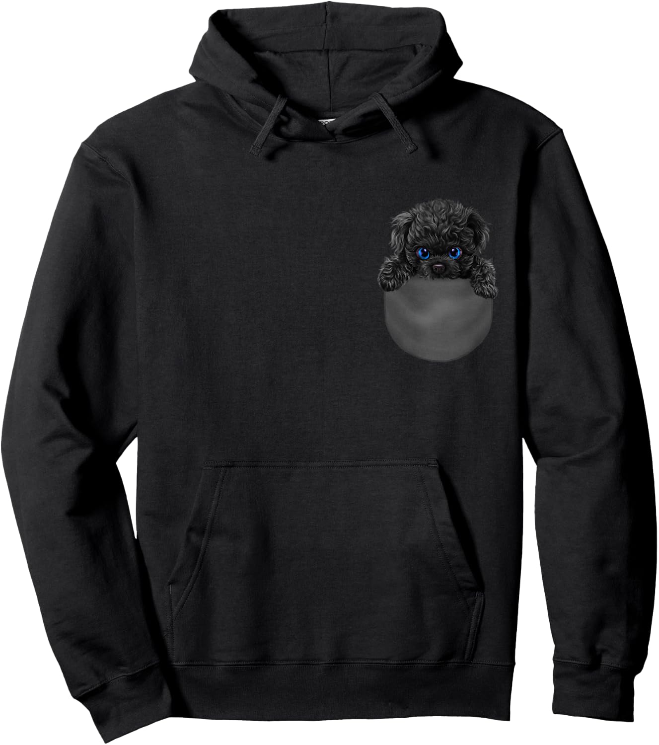 Black Poodle Dog in Pocket Hoodie - Hoodie | Black