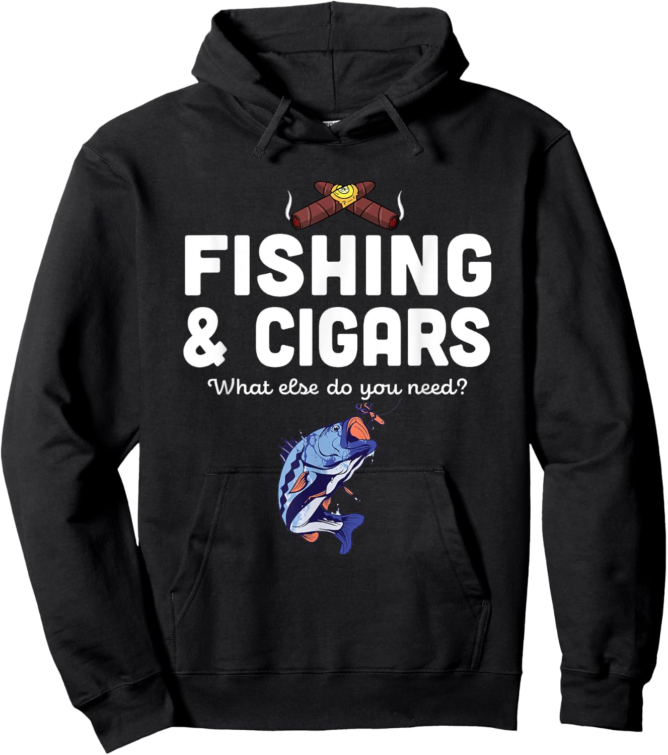 Cigar Smoker Fisherman Gift Cuban Cigars Smoking Fishing Hoodie - Hoodie | Black