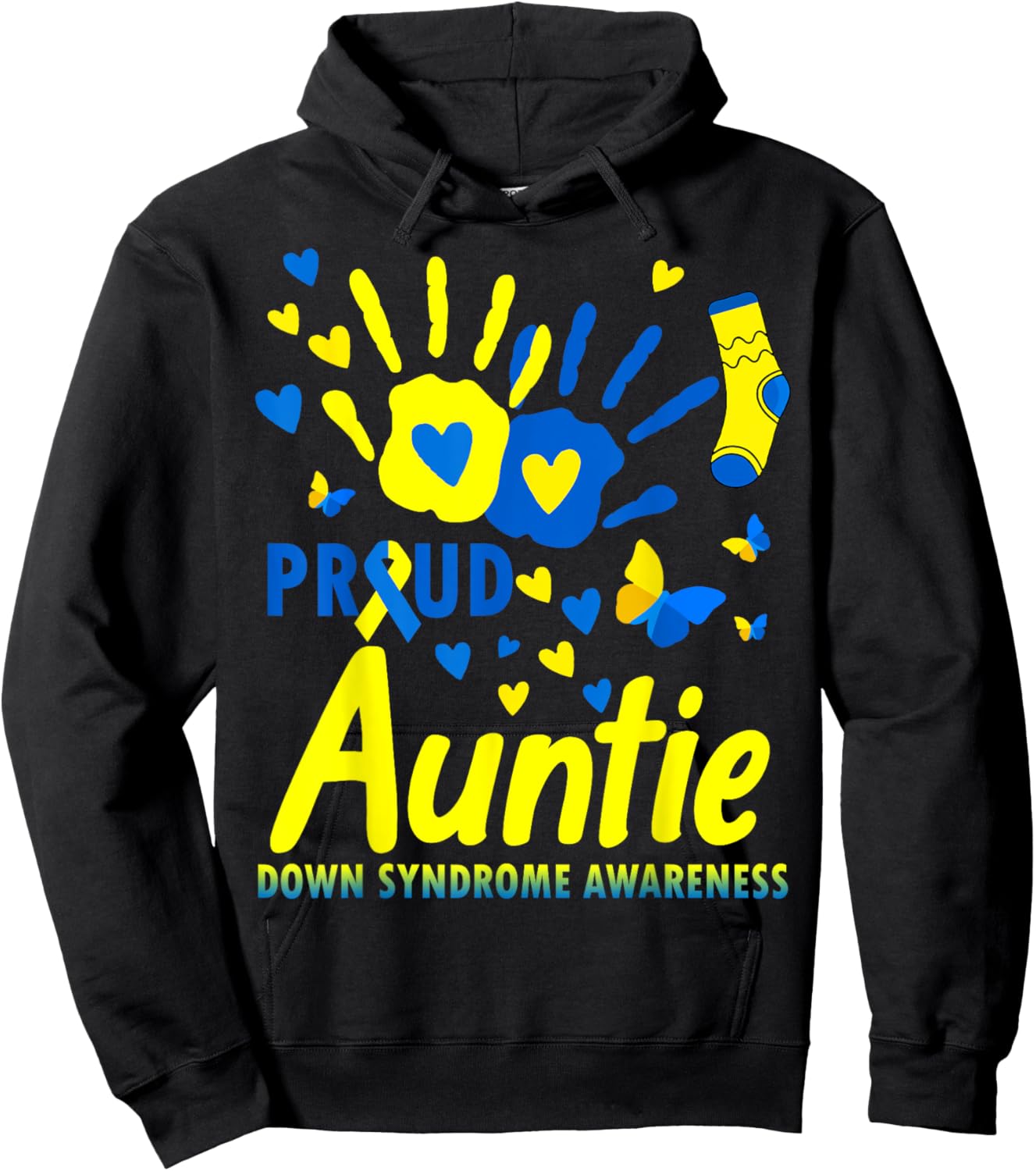 Proud Auntie World Down Syndrome Awareness Day Matching Hoodie - Hoodie | Black