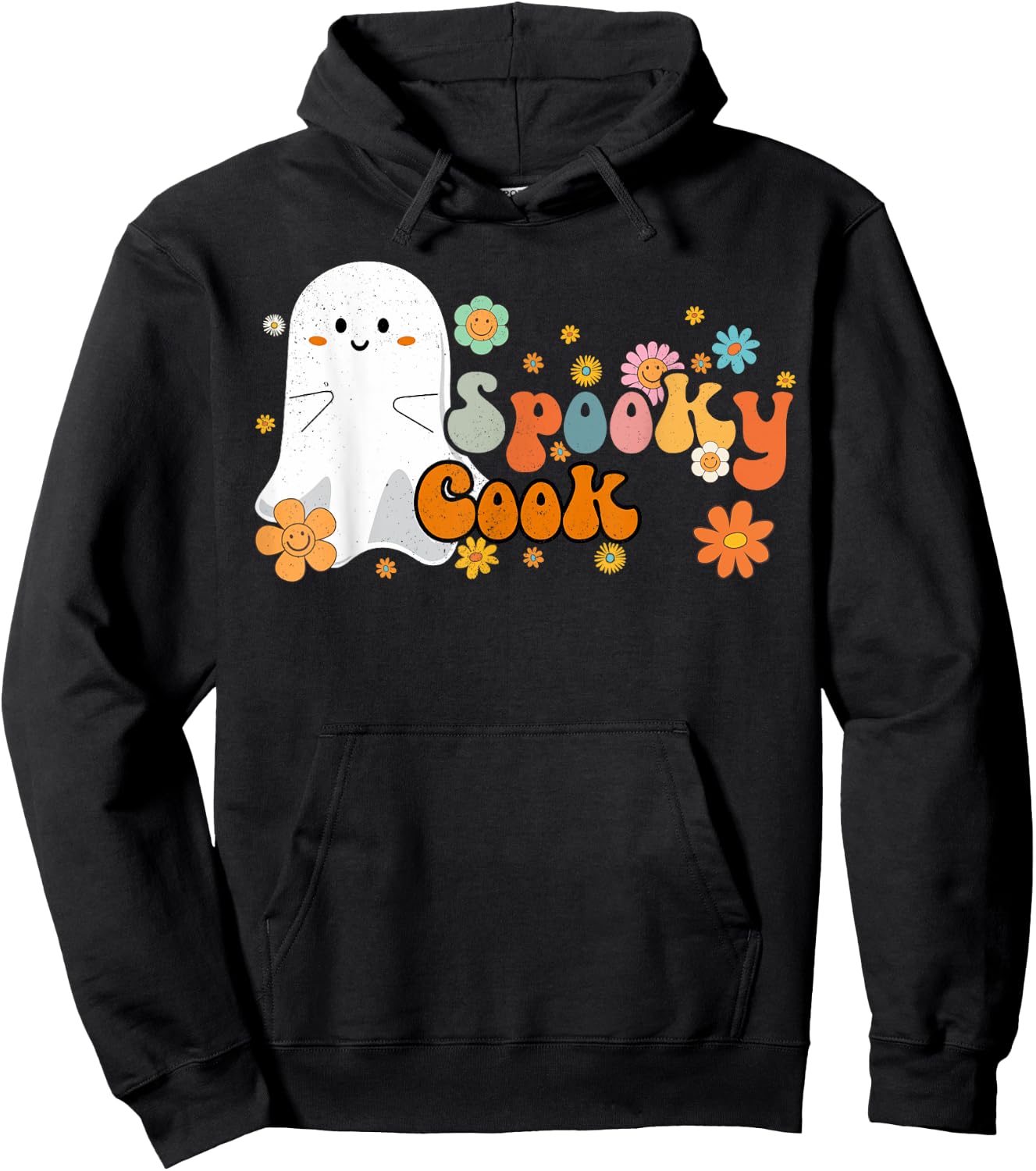 Spooky Cook Retro Groovy Cute Ghost Halloween Hoodie - Hoodie | Black