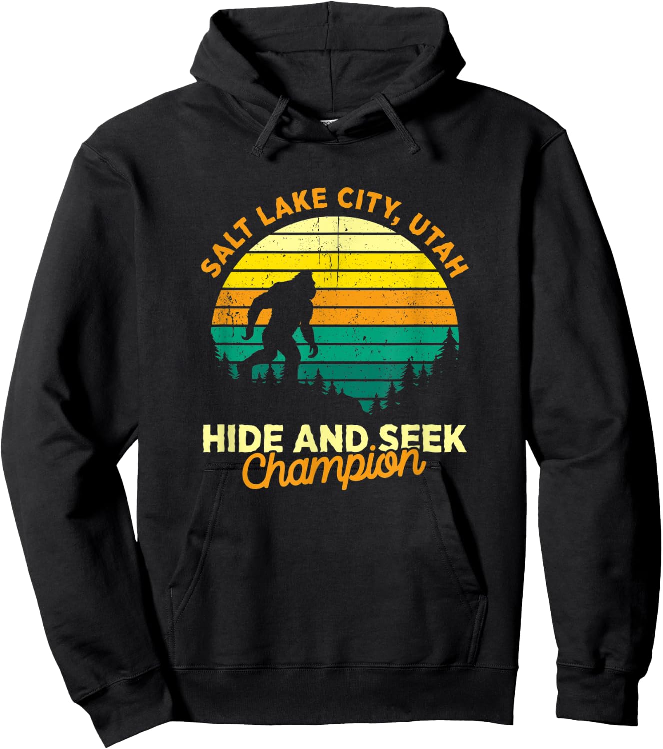 Retro Salt Lake City, Utah Big foot Souvenir Hoodie - Hoodie | Black