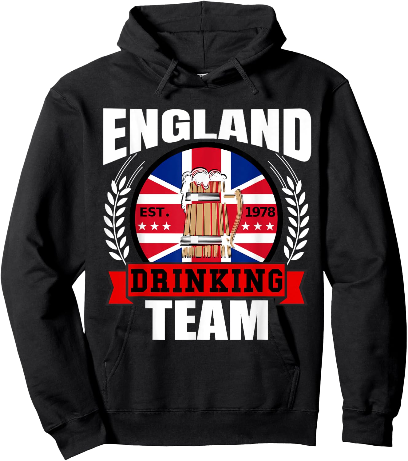 England Drinking Team Funny English UK Flag Beer Party Gift Hoodie - Hoodie | Black