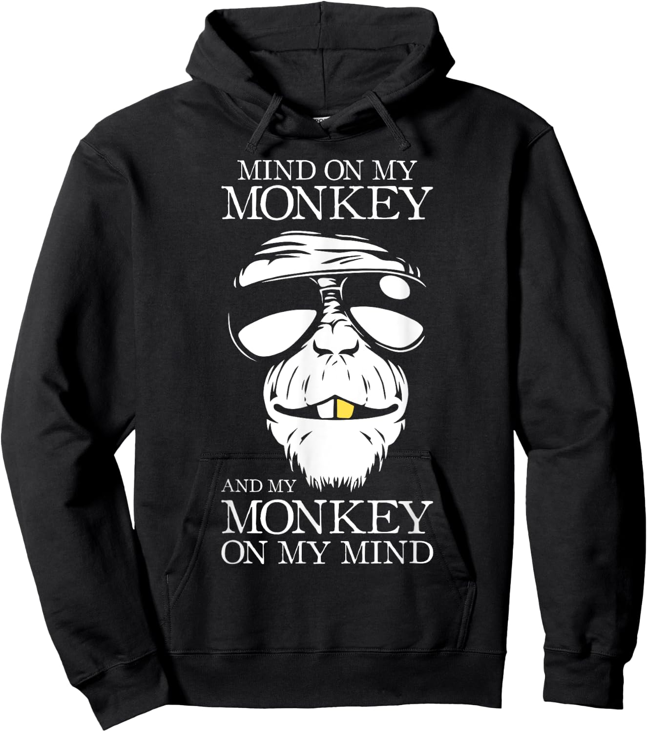 Gorilla Shirt | Mind On My Monkey | Motivational Ape Hoodie - Hoodie | Black