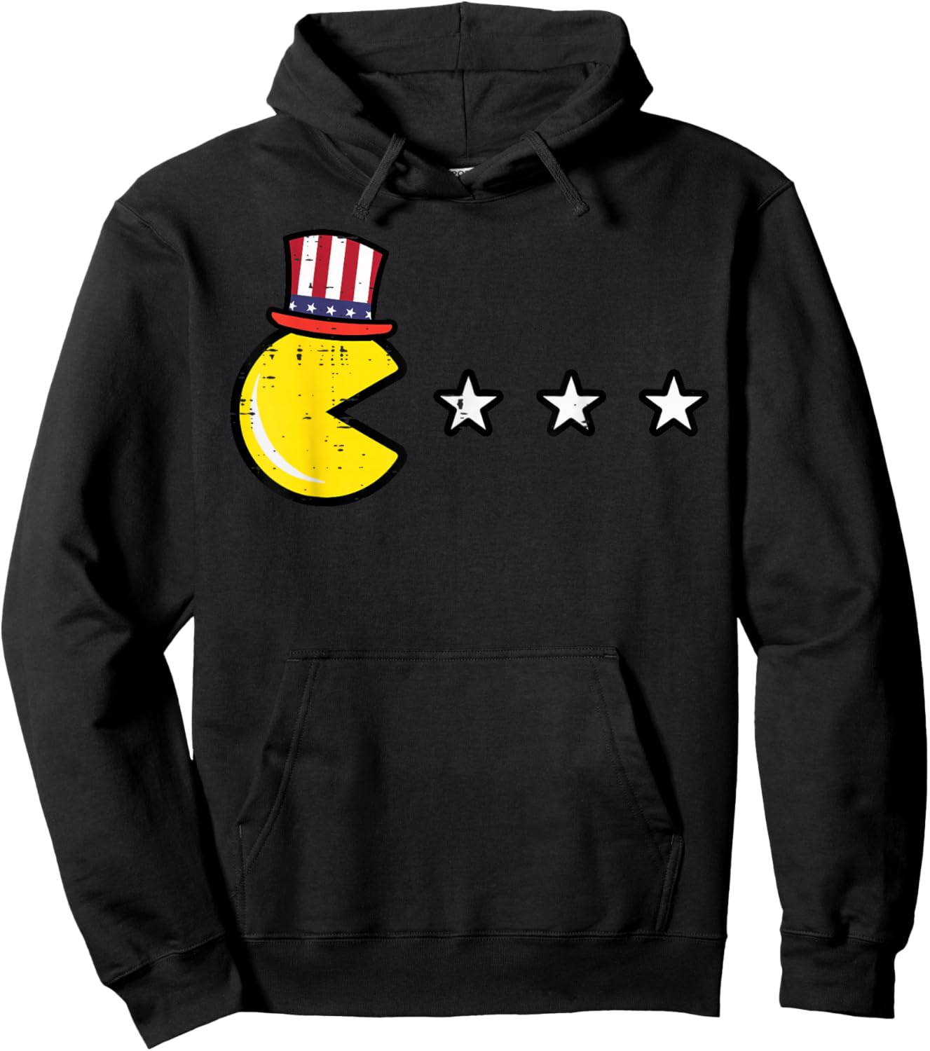 4th July Video Game Eating Stars Retro Gamer Boys Kids Men Hoodie - Hoodie | Black