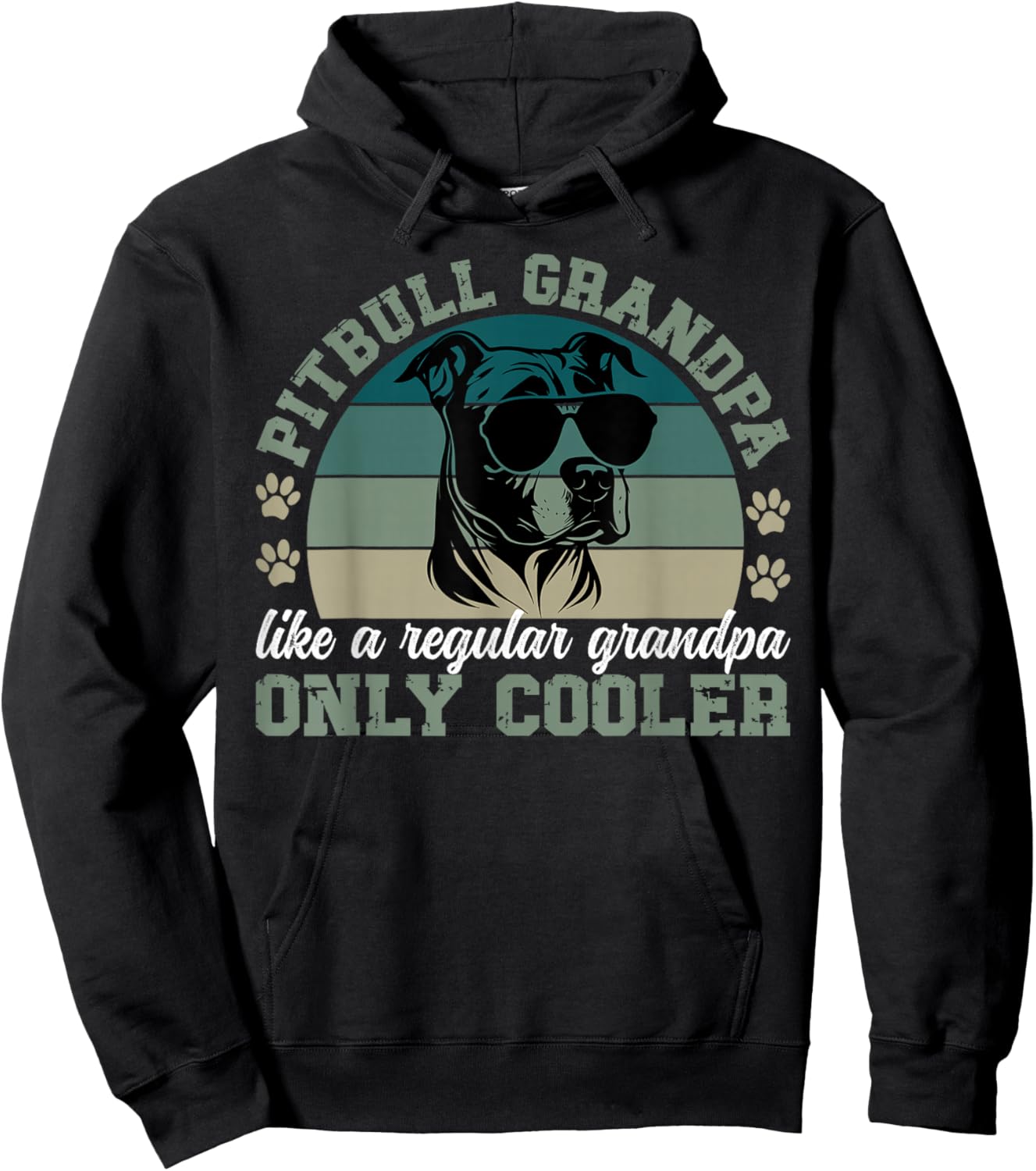 Cool Pitbull Grandpa Pitbull Grandfather Pittie Grandpa Hoodie - Hoodie | Black