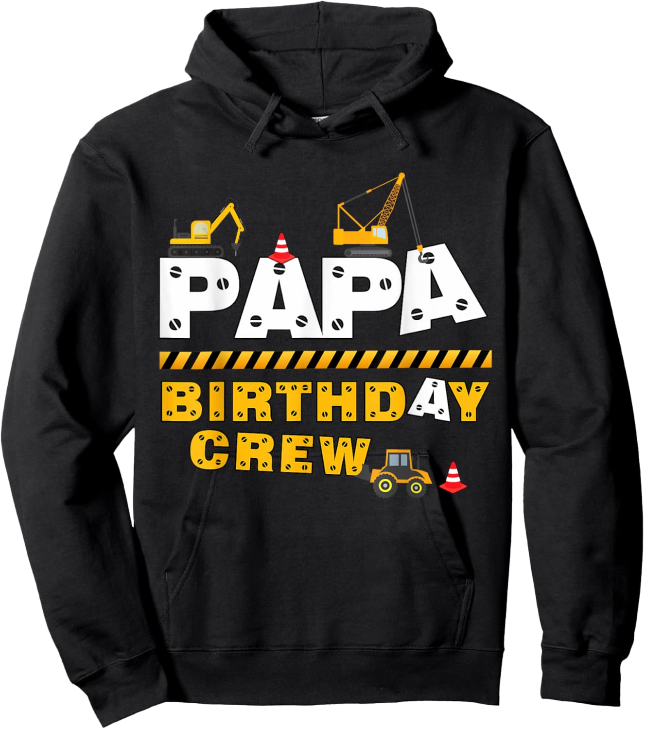 Papa Birthday Crew Construction Family Birthday Party Hoodie - Hoodie | Black