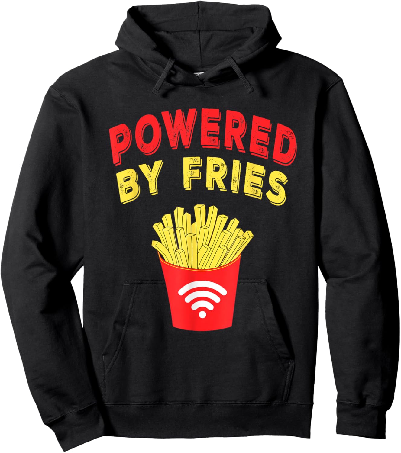 Powered by Fries, Funny French Fries Fast Food Lover Gifts Hoodie - Hoodie | Black