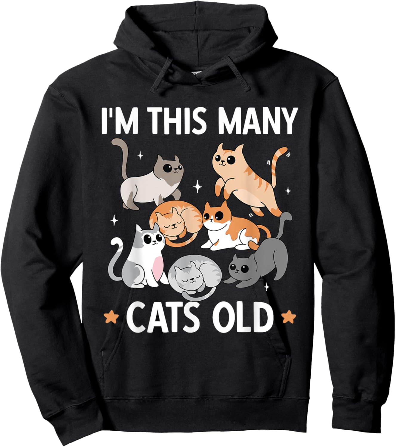 I'm This Many Cats Old 7th Birthday Party Kitten Cat Hoodie - Hoodie | Black