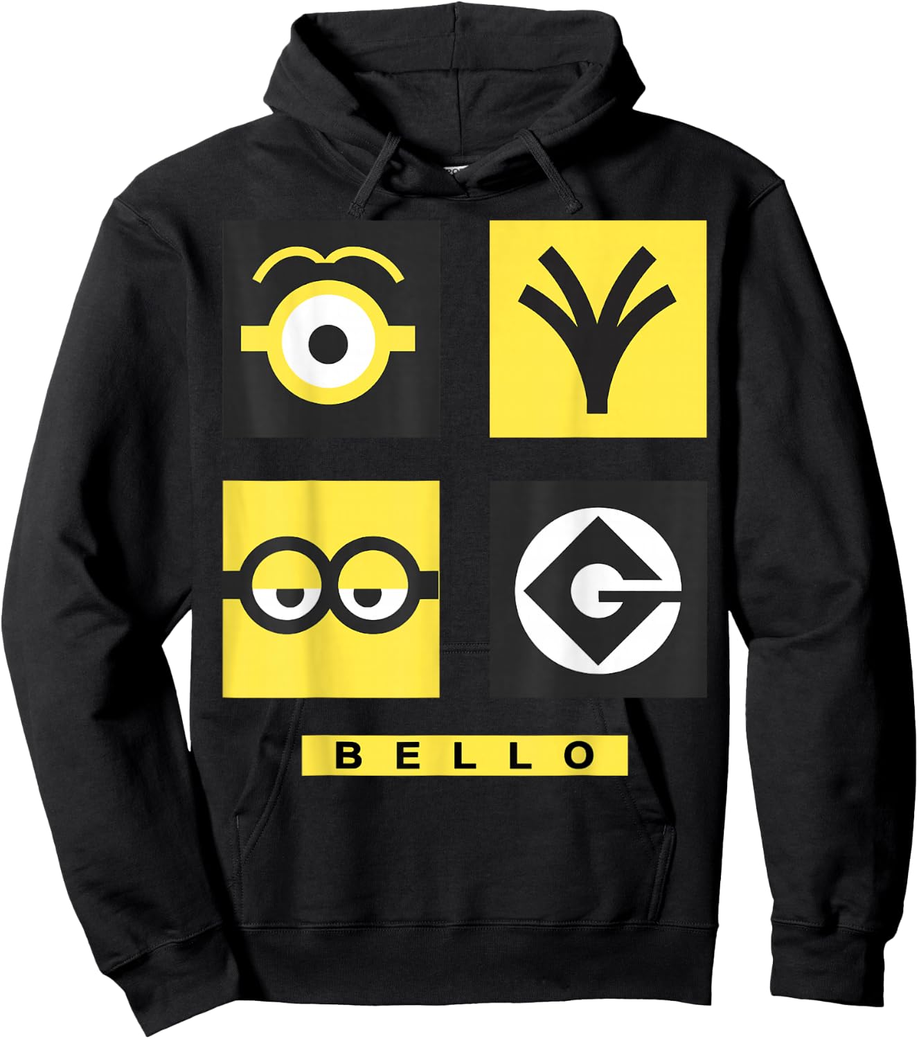 Despicable Me Minions Bello Symbol Box Grid Hoodie - Hoodie | Black