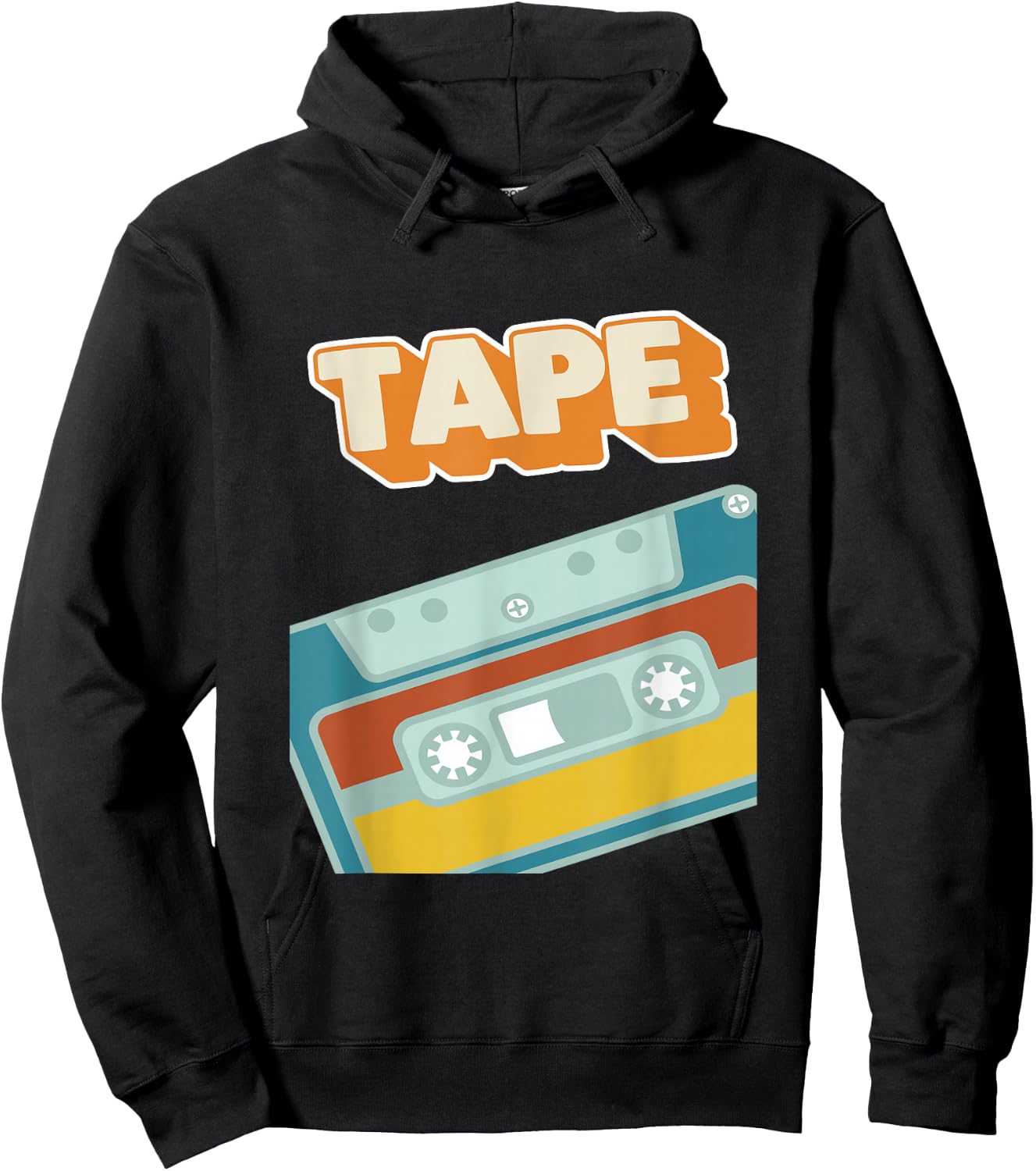 Retro Style 90s Music Tape Cassette with Graffiti Wall Art Hoodie - Hoodie | Black