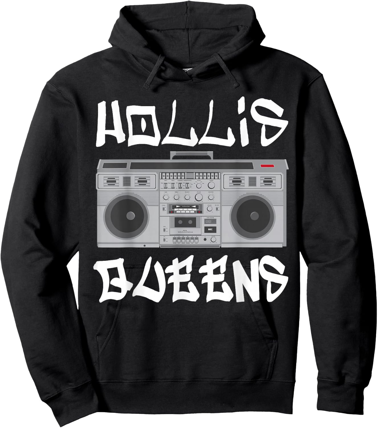 Hollis Queens Boom Box Graffiti Lettering Hoodie - Hoodie | Black
