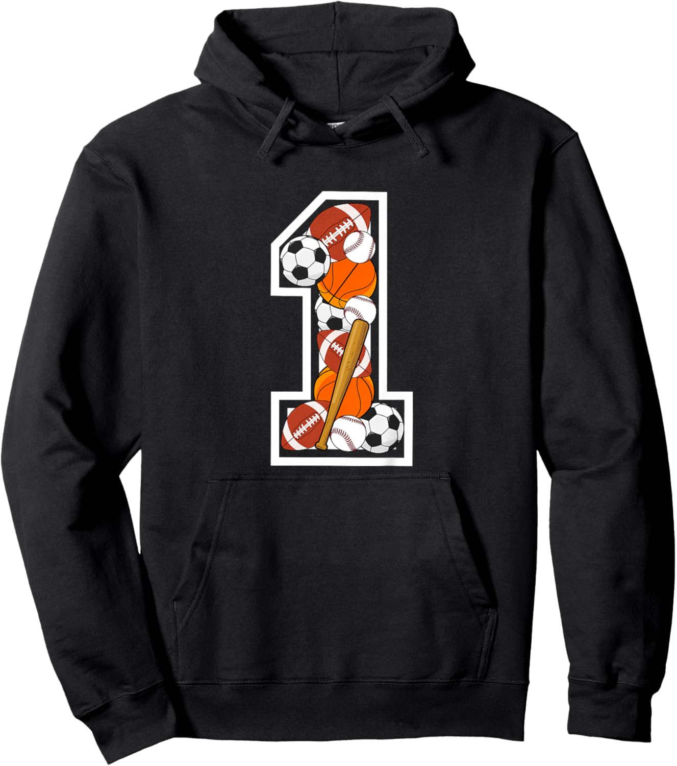 Kids 1st Birthday Sports Birthday Party 1 Year Old Boy Hoodie - Hoodie | Black