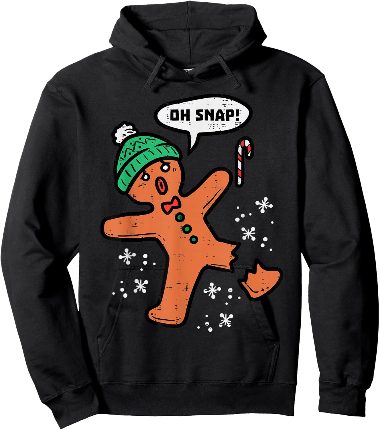 Oh Snap Gingerbread Man Funny Christmas Xmas Men Women Kids Hoodie - Hoodie | Black