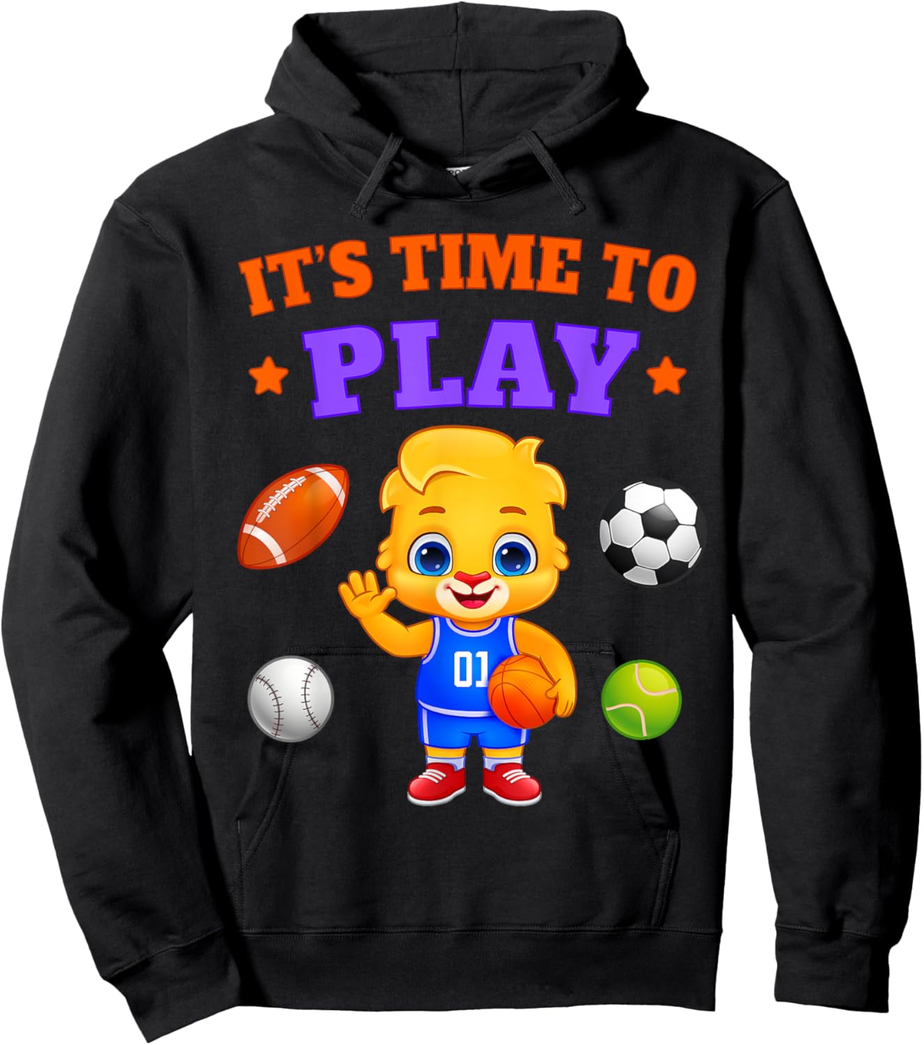 It's Time to Play Sportsman | Lucas & Friends Kids Sports Hoodie - Hoodie | Black