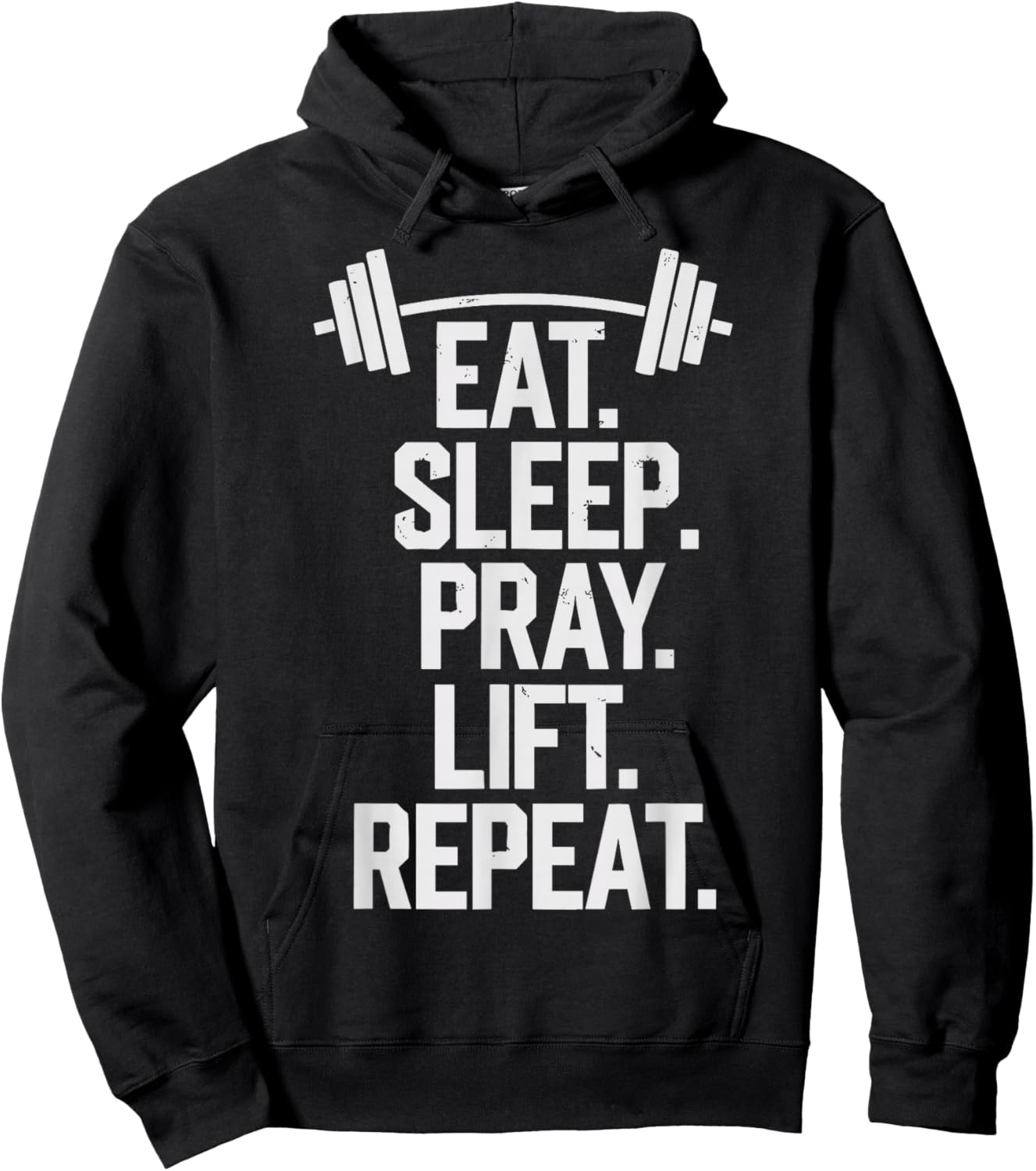Eat Sleep Pray Repeat Funny Christian Gym Weightlifting Hoodie - Hoodie | Black