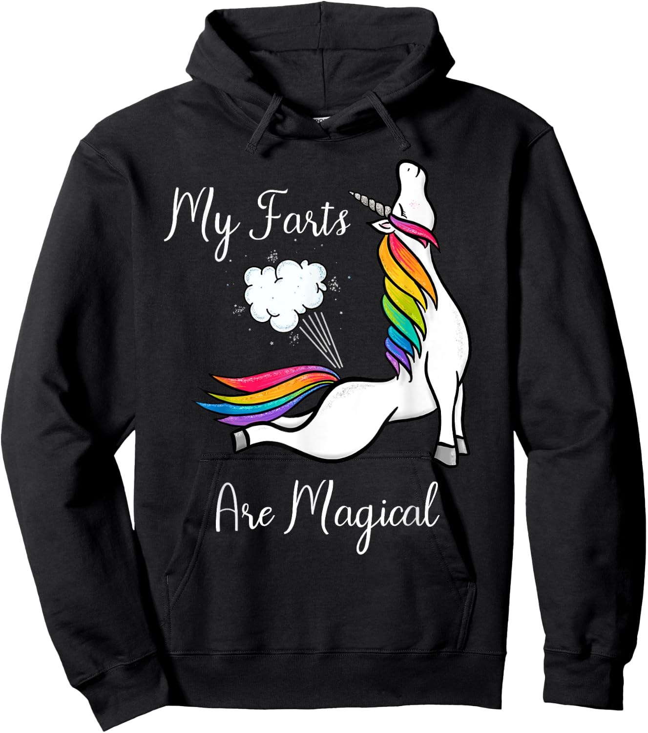 Funny Rainbow Farting Unicorn Gift My Farts Are Magical Hoodie - Hoodie | Black