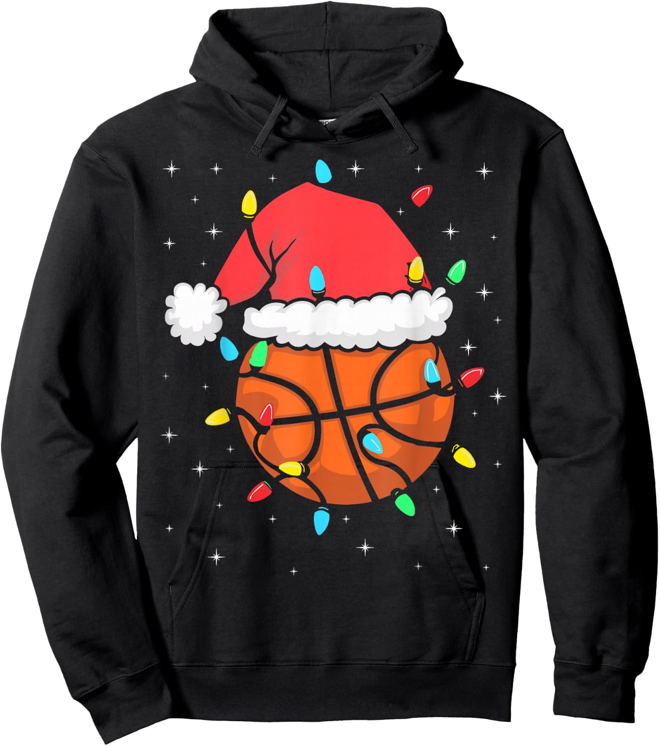 Funny Basketball Player Xmas Santa Hat Basketball Christmas Hoodie - Hoodie | Black