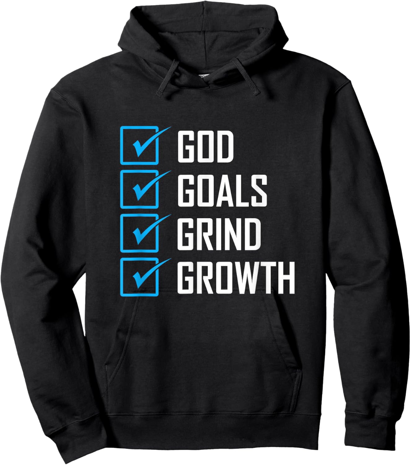 Blue Color Goals Grind Growth Blue Graphic Hoodie - Hoodie | Black