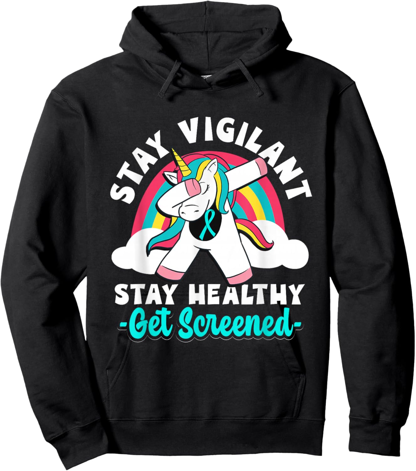 Teal Ribbon Cervical Cancer Awareness Month Survivor Hoodie - Hoodie | Black