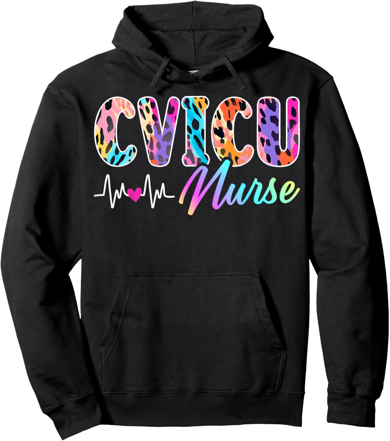 CVICU Nurse Leopard Cardiovascular Intensive Care Unit Nurse Hoodie - Hoodie | Black
