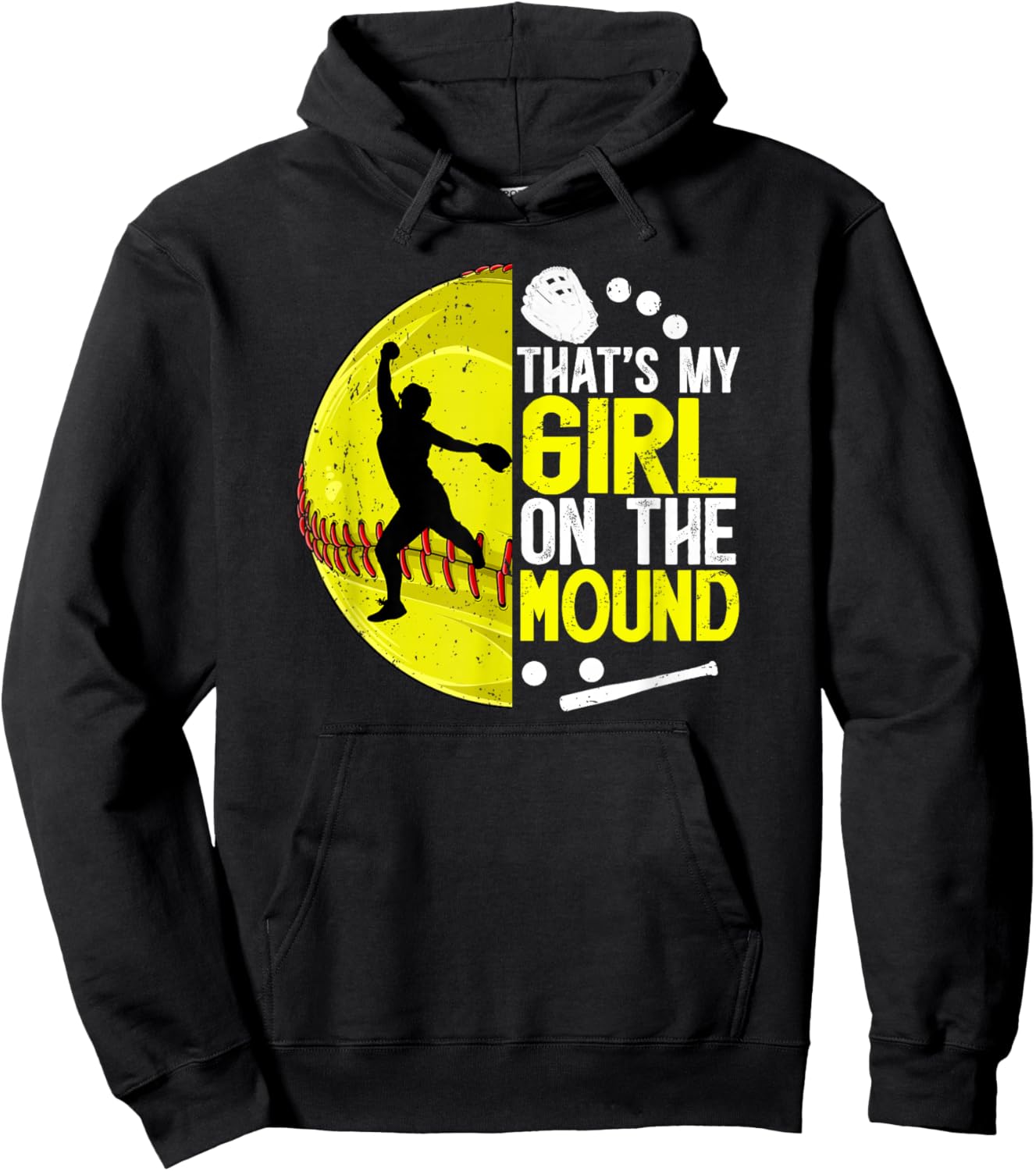 That's My Girl Softball Pitcher Mom Softball Pitcher Mama Hoodie - Hoodie | Black