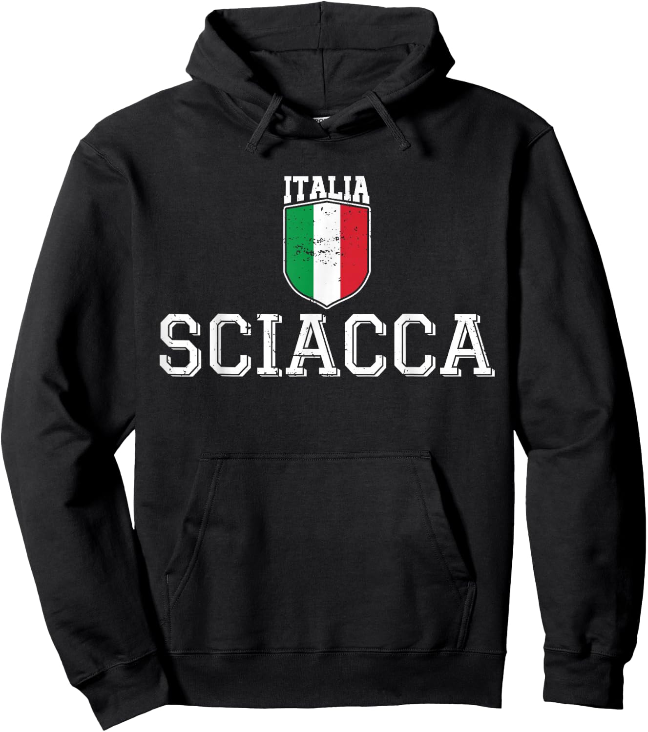 Sciacca Sicily Italia Italy Flag Sicilian Distressed Hoodie - Hoodie | Black